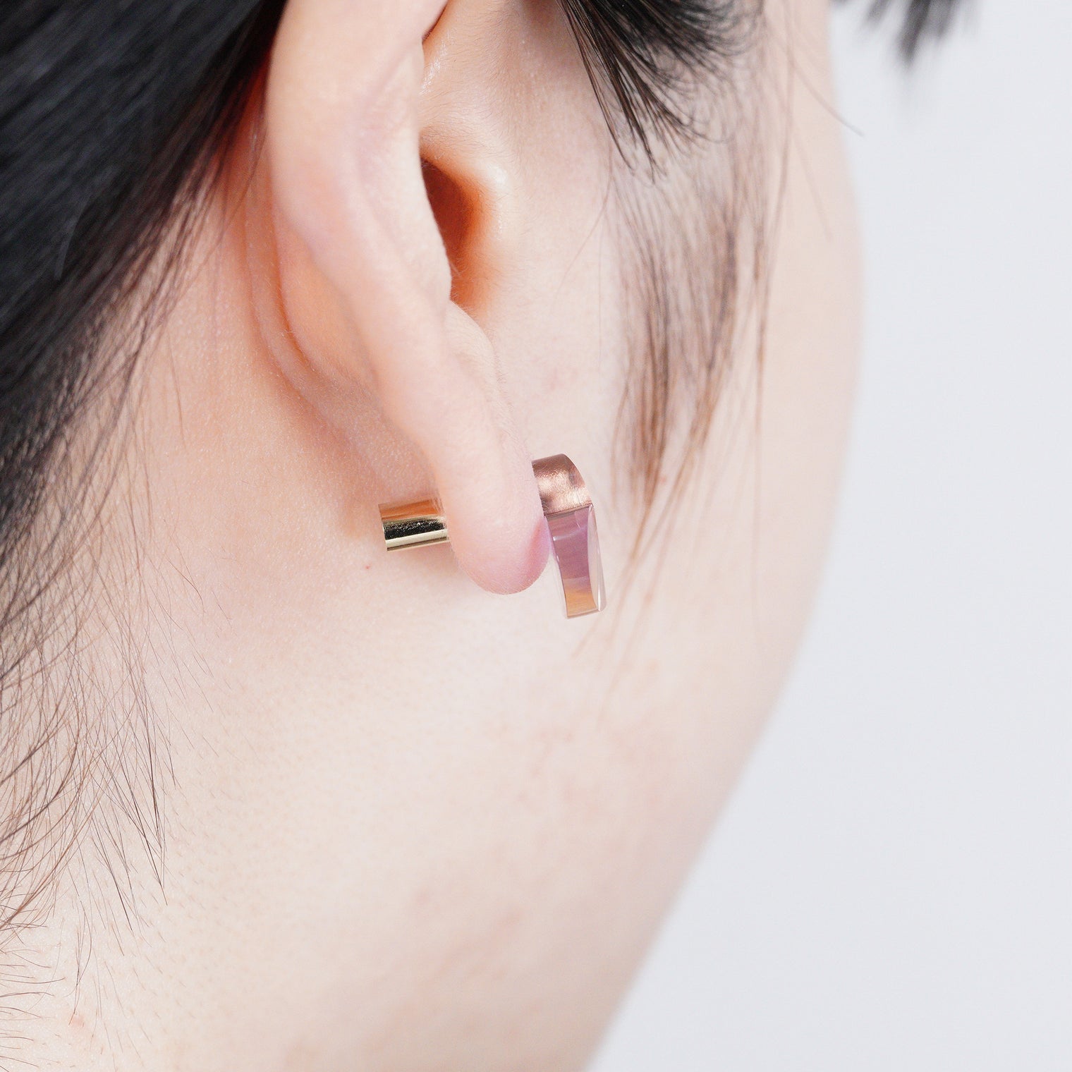 【 One of a kind 】Heart pierced earring (Ametrine / K10 post)