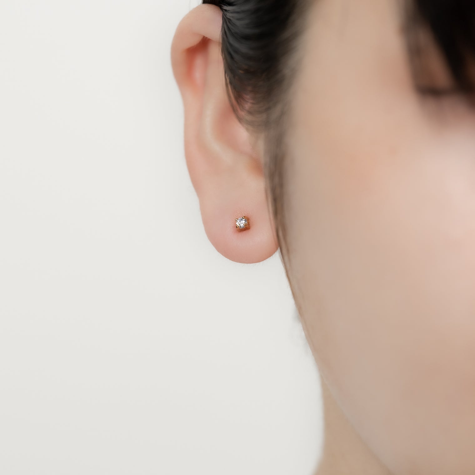 2way heart chain short pierce (silver / 1cubiczirconia / 9mm pearl catch )