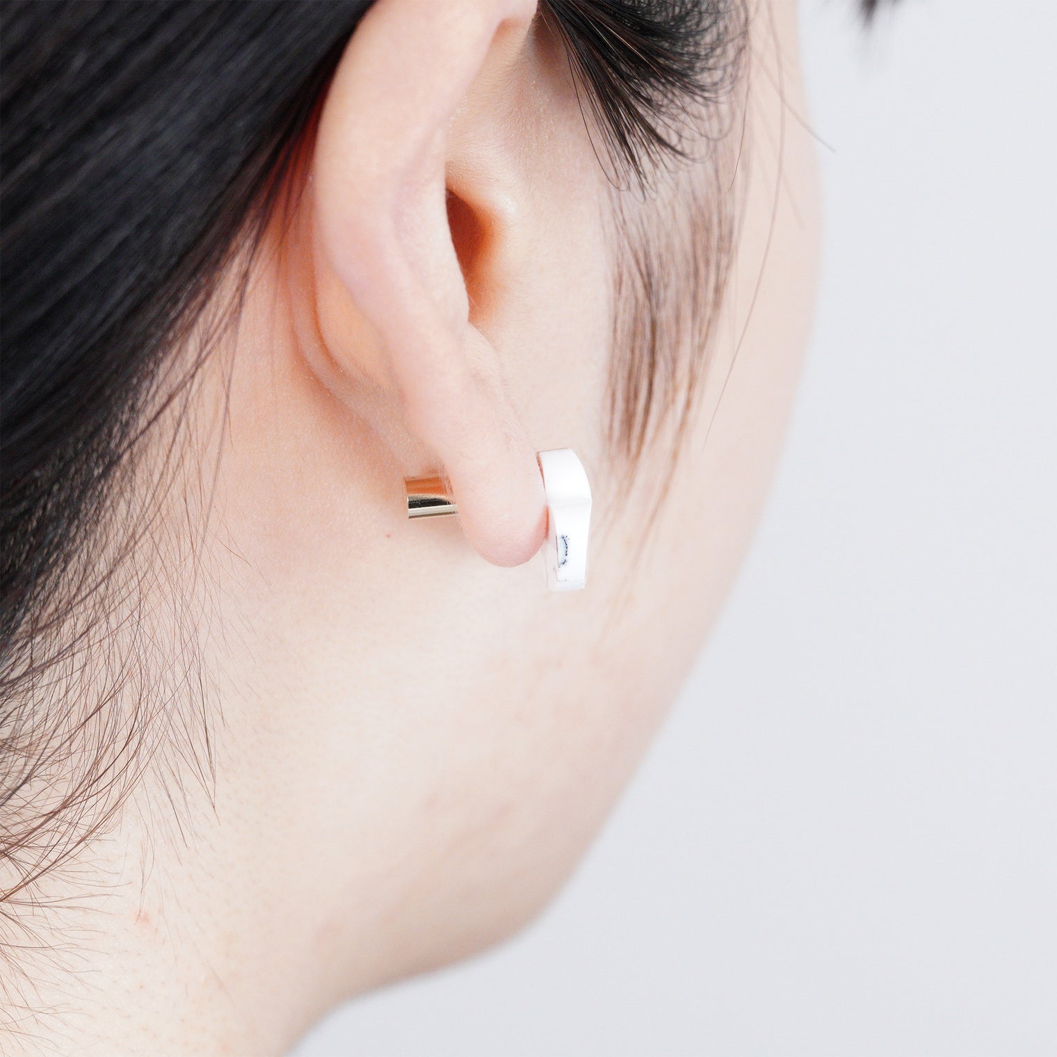 【 One of a kind 】Heart pierced earring (Dendritic opal / K10 post)