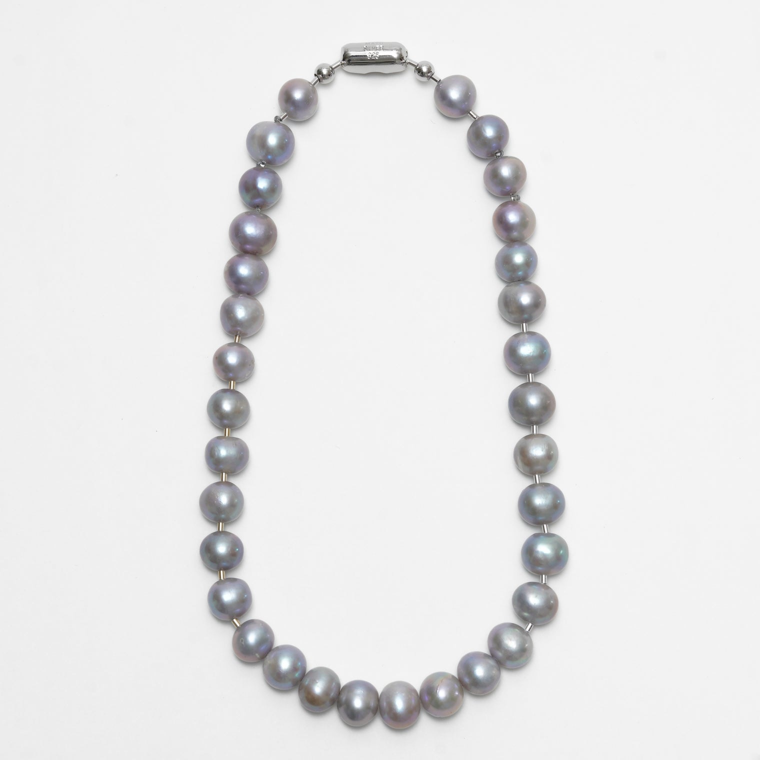 LIMITED COLLECTION【Freshwater pearl ball chain necklace (Gray)】