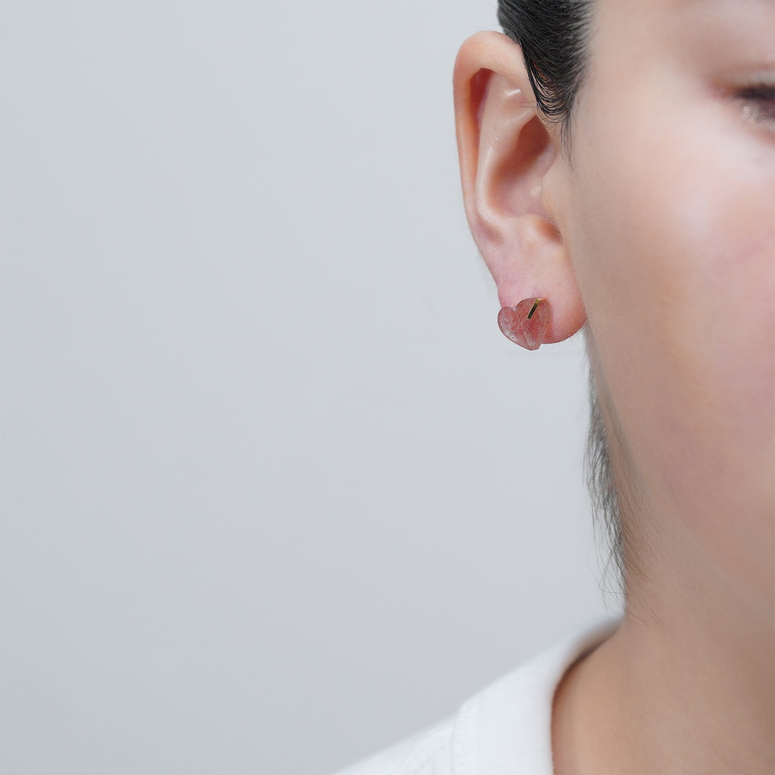 【 Limited Collection 】mini Heart pierced earring (Strawberry quartz / K10 post)