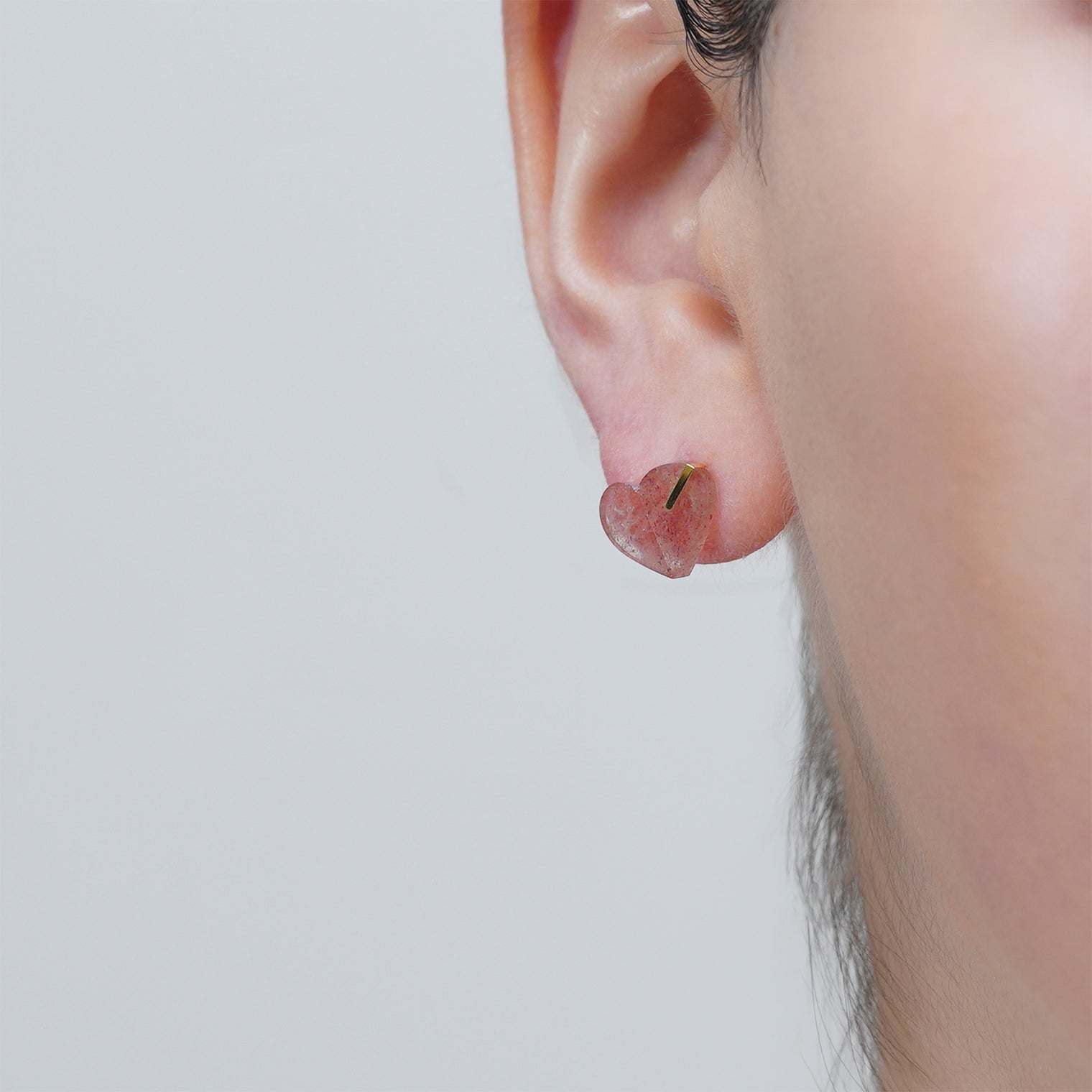 【 Limited Collection 】mini Heart pierced earring (Strawberry quartz / K10 post)