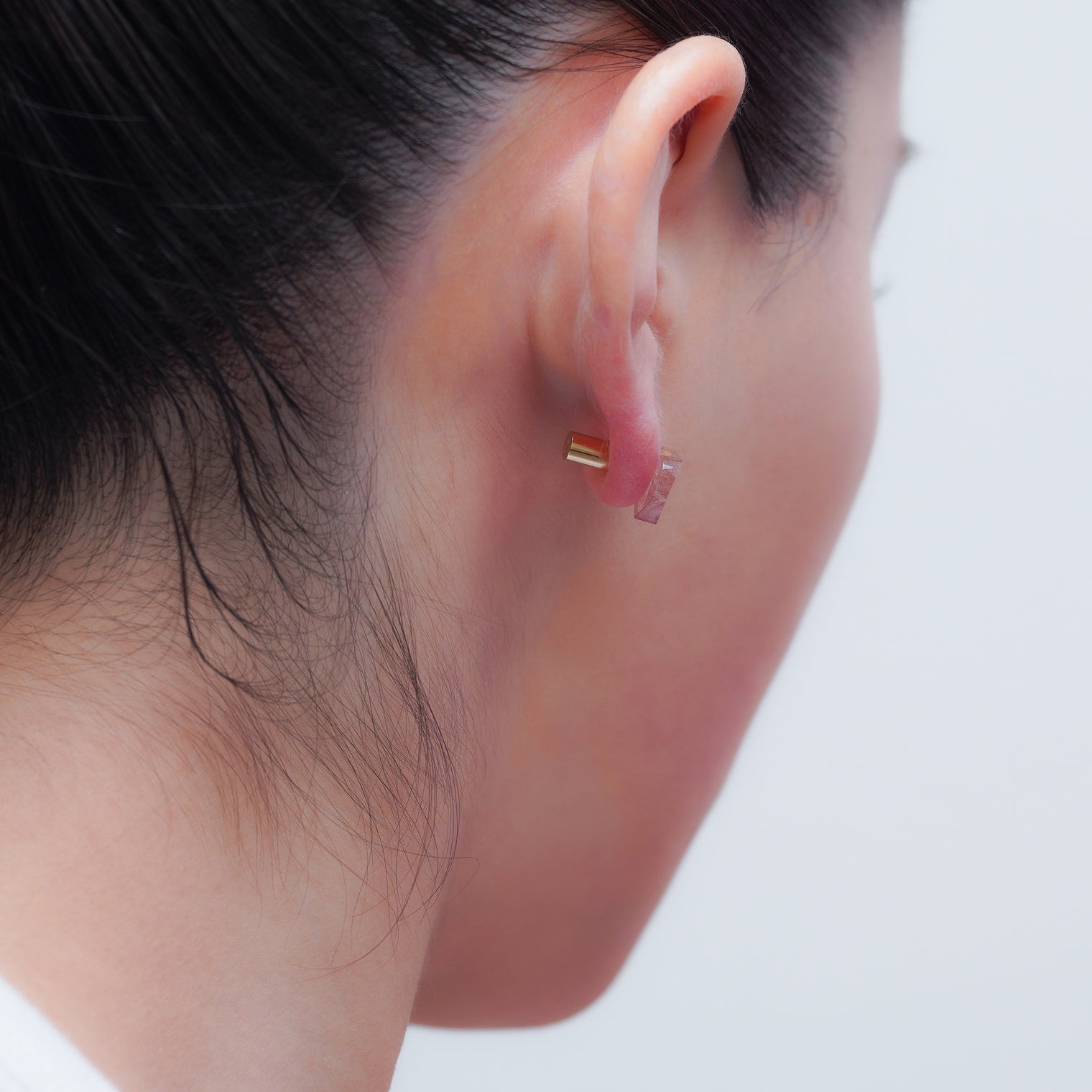 【 Limited Collection 】mini Heart pierced earring (Strawberry quartz / K10 post)