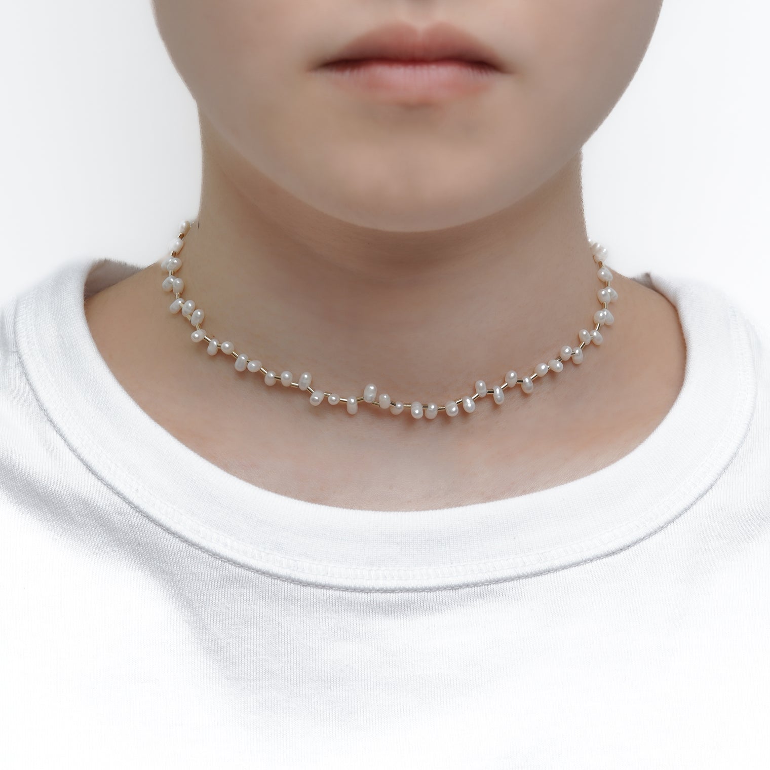 LIMITED COLLECTION【Baroque pearl ball chain necklace (Tiny Cleopatra / gold)】