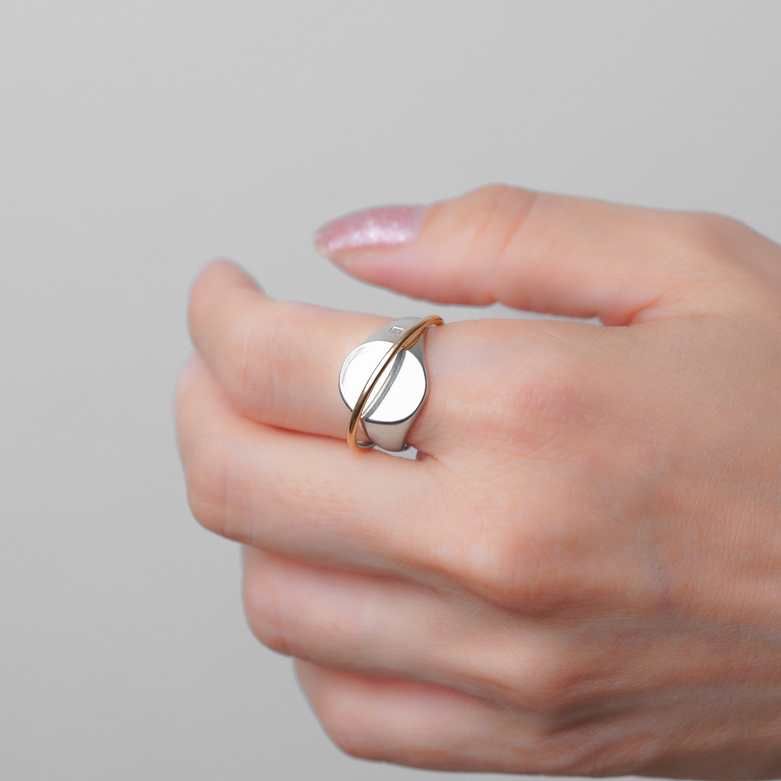 Double ring signet / k10