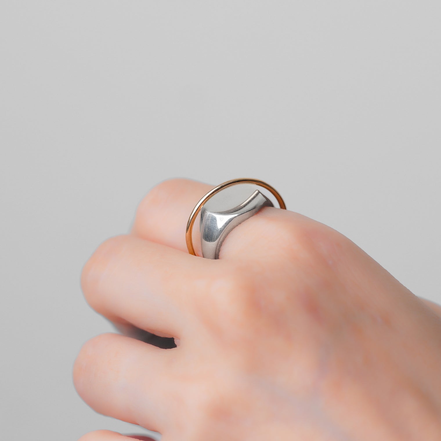 Double ring signet / k10