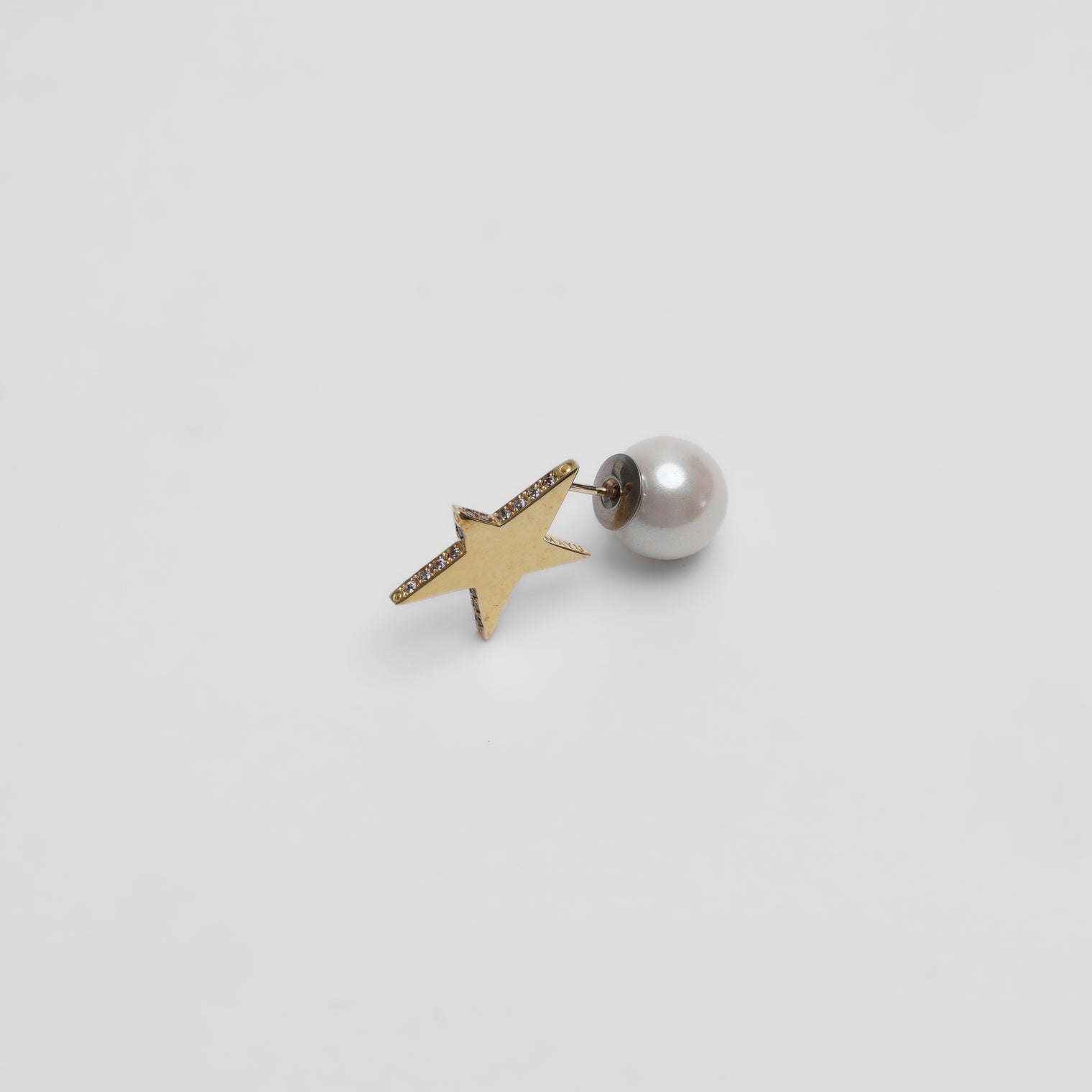 【an-other】Tiny star line stone pierce (gold / cubic zirconia / pearl clasp)