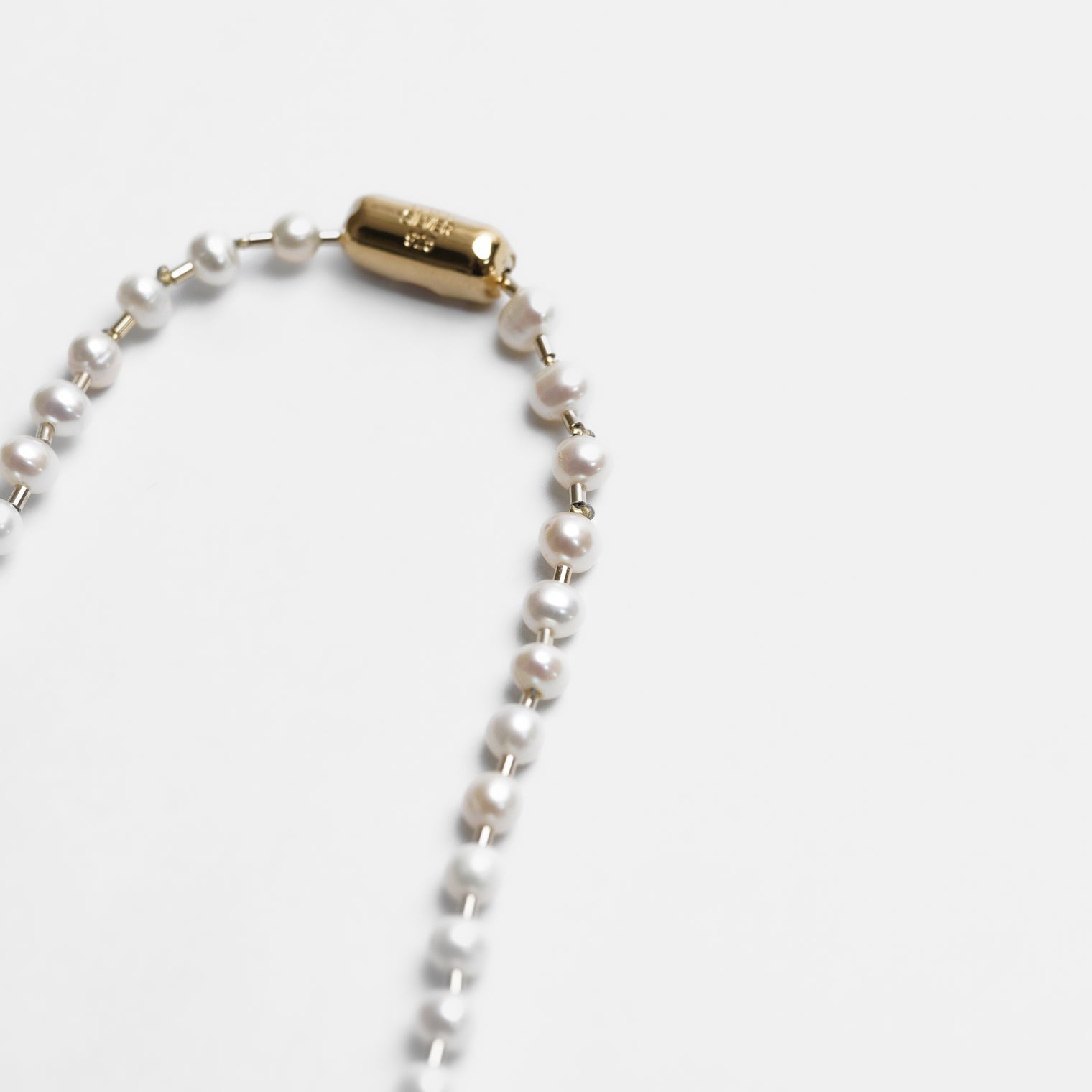 【an-other】 freshwater pearl ball chain necklace (gold)
