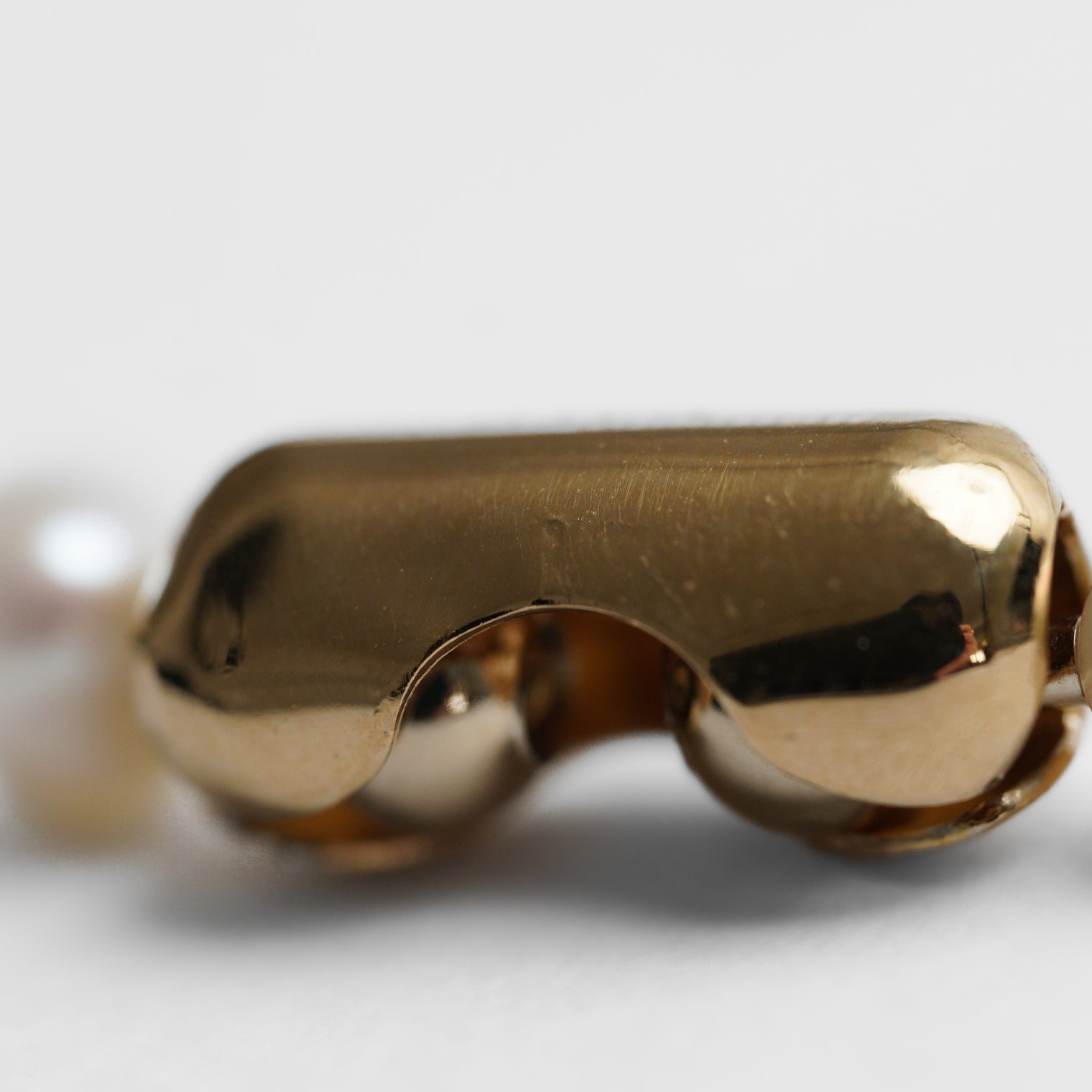 【an-other】 freshwater pearl ball chain necklace (gold)