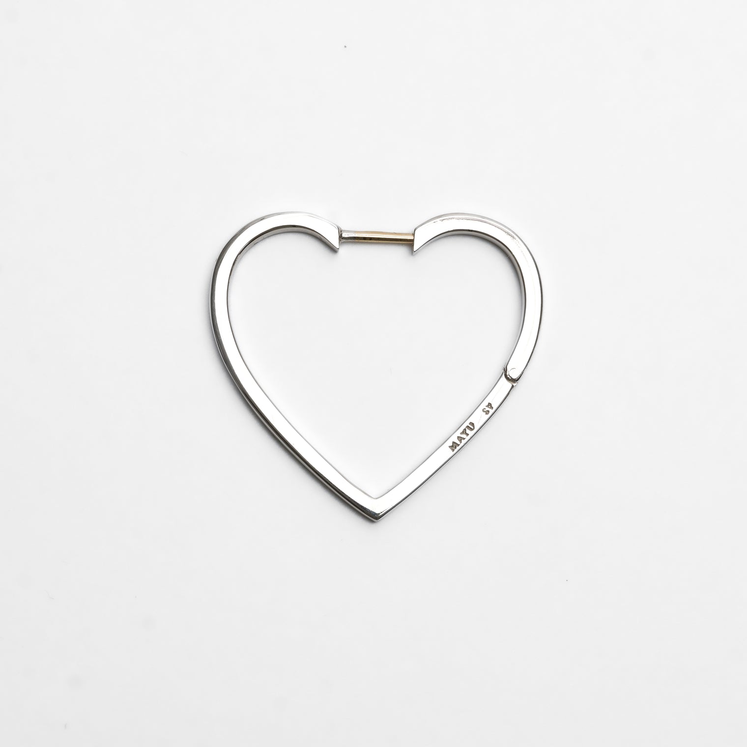 Hoop heart pierced earring (middle / silver)