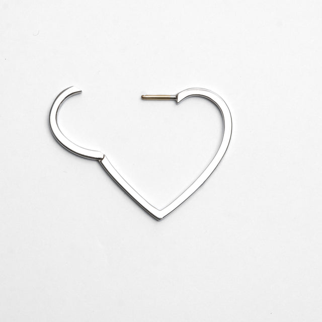 Hoop heart pierced earring (middle / silver)