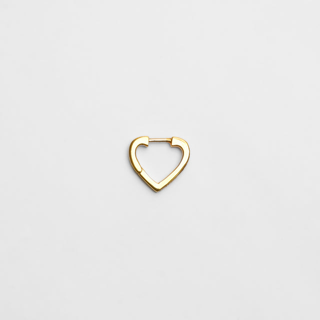 Hoop heart pierced earring (tiny / gold / cubic zirconia)