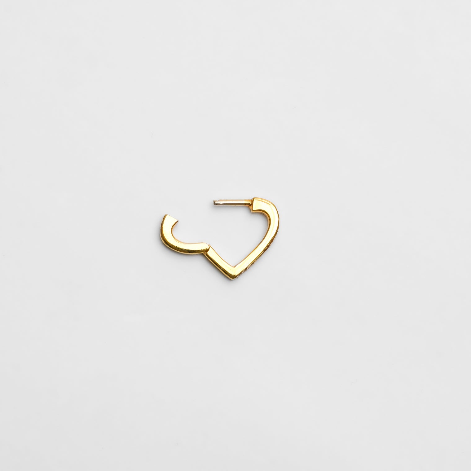 Hoop heart pierced earring (tiny / gold / cubic zirconia)