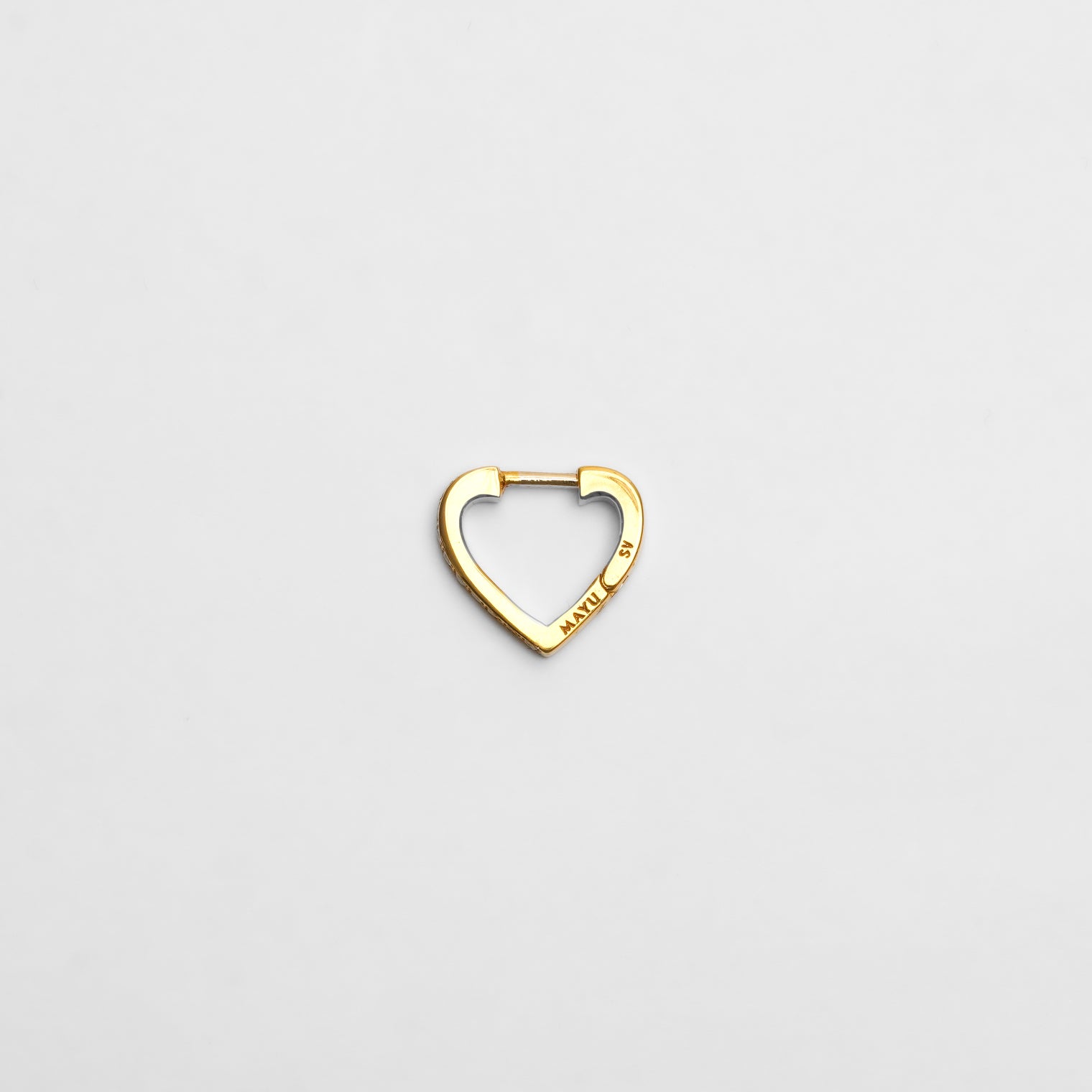 Hoop heart pierced earring (tiny / gold / cubic zirconia)