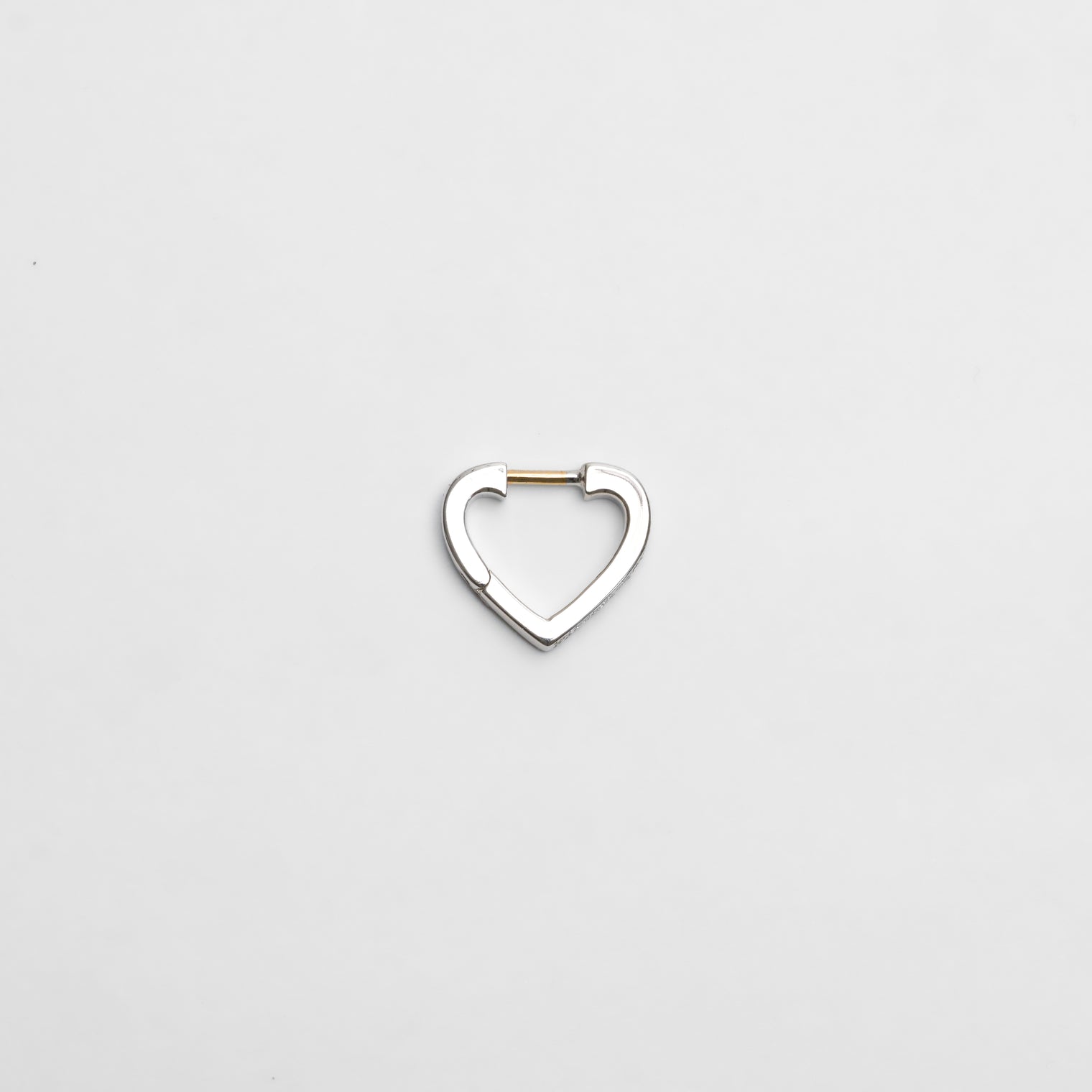 Hoop heart pierced earring (tiny / silver / cubic zirconia)