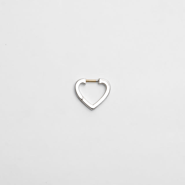 Hoop heart pierced earring (tiny / silver / cubic zirconia)