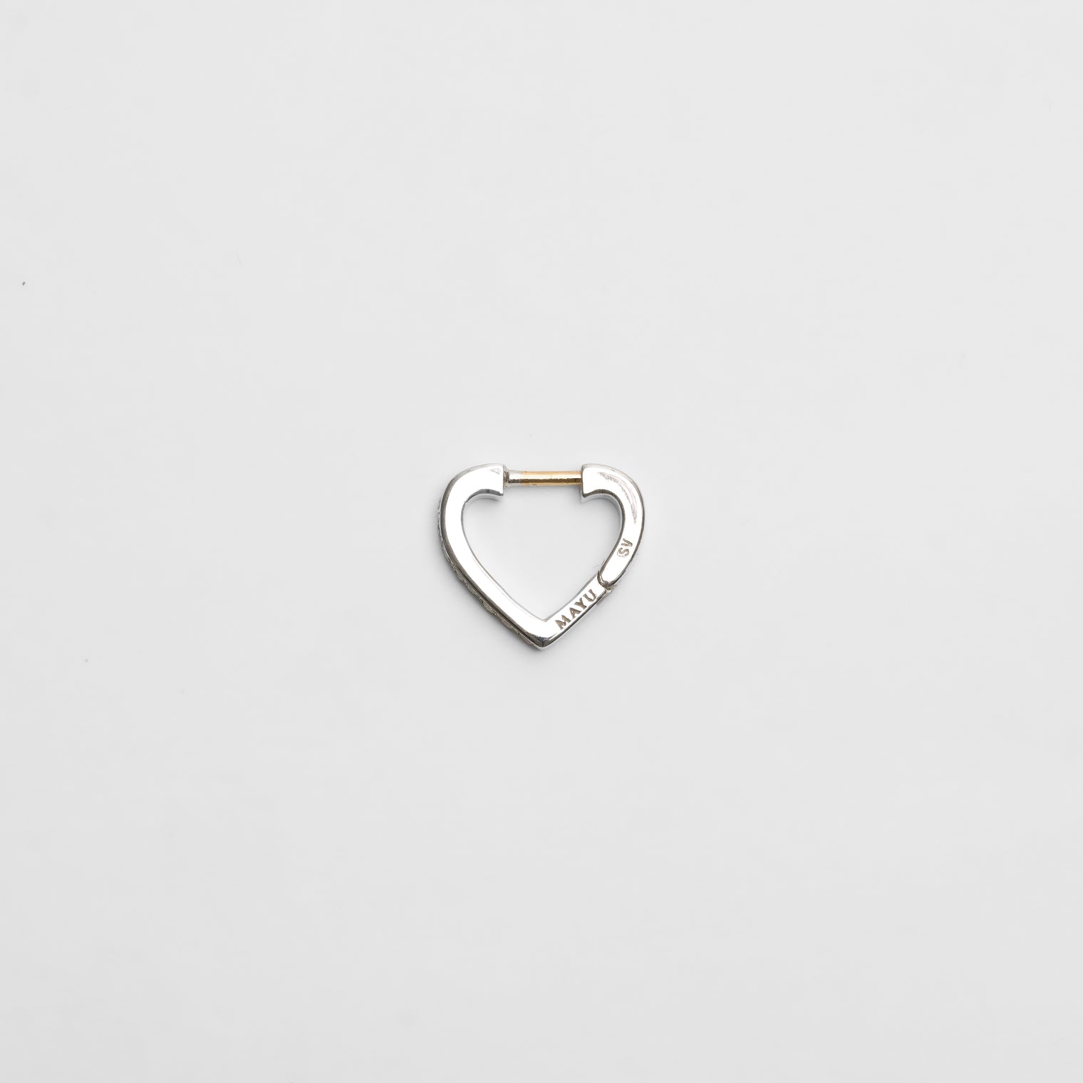 Hoop heart pierced earring (tiny / silver / cubic zirconia)