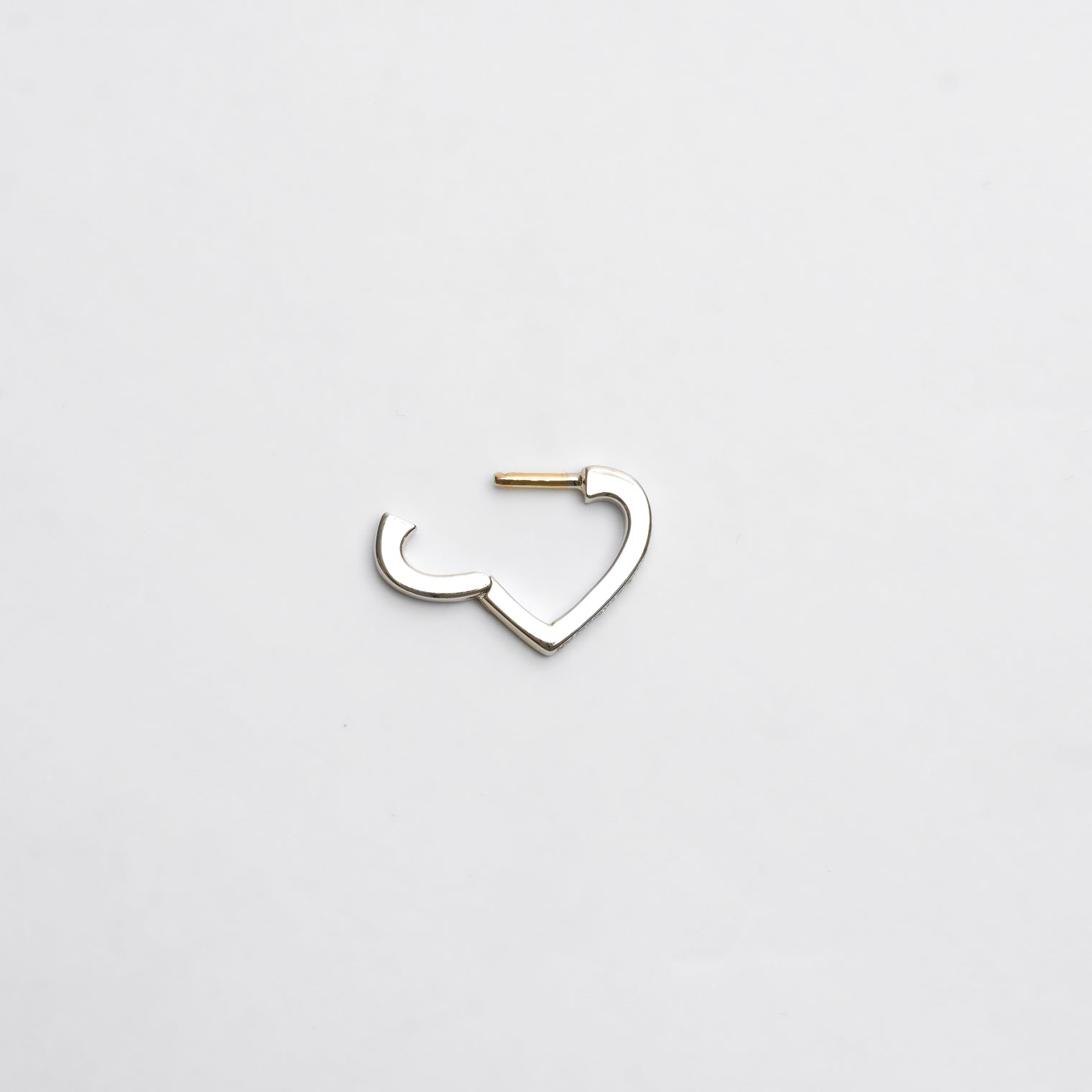 Hoop heart pierced earring (tiny / silver / cubic zirconia)