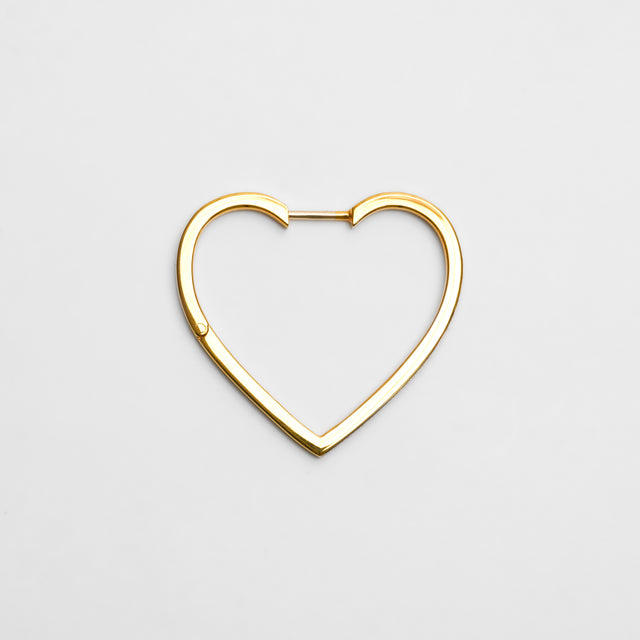 Hoop heart pierced earring (middle / gold / cubic zirconia)