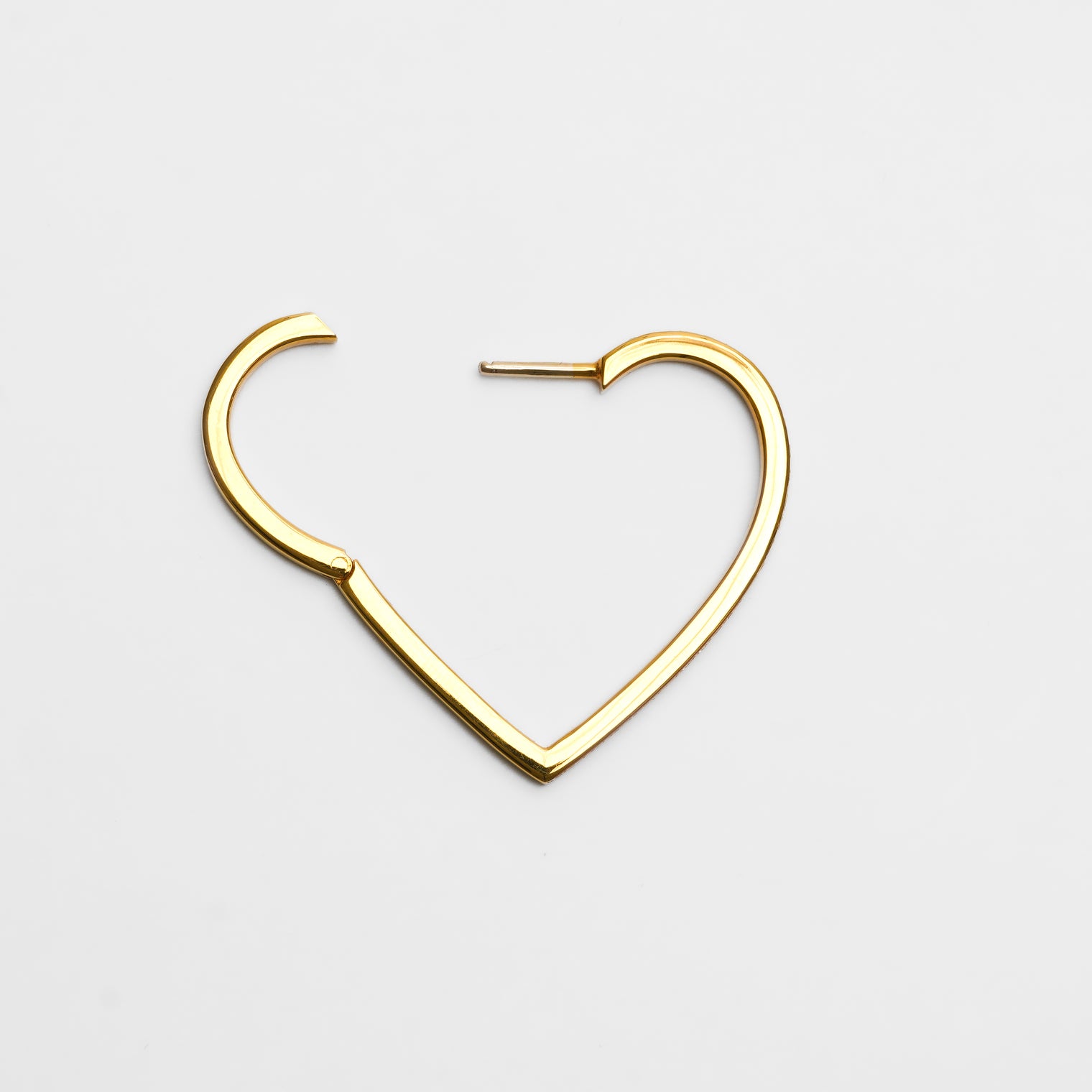 Hoop heart pierced earring (middle / gold / cubic zirconia)