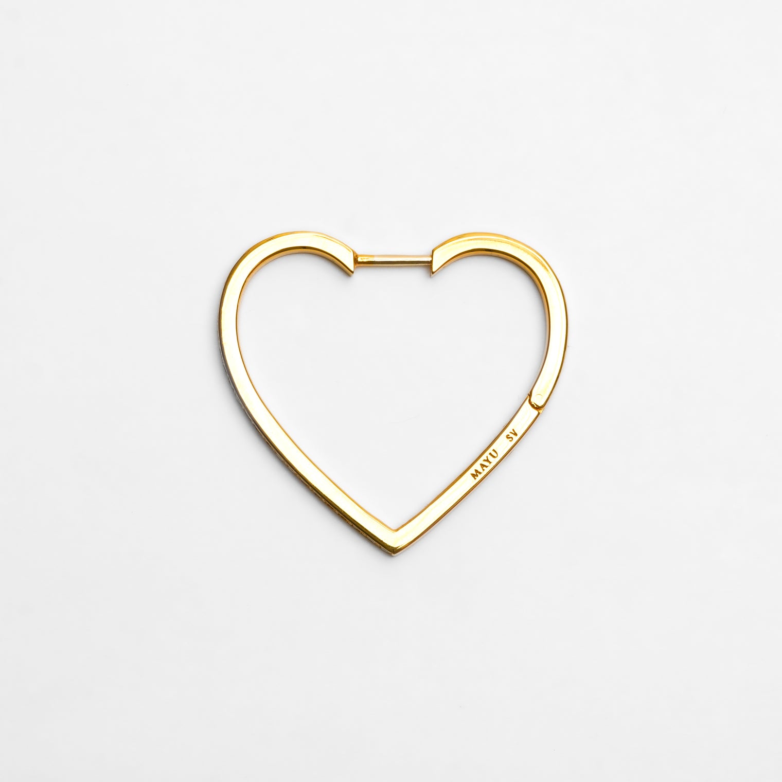 Hoop heart pierced earring (middle / gold / cubic zirconia)