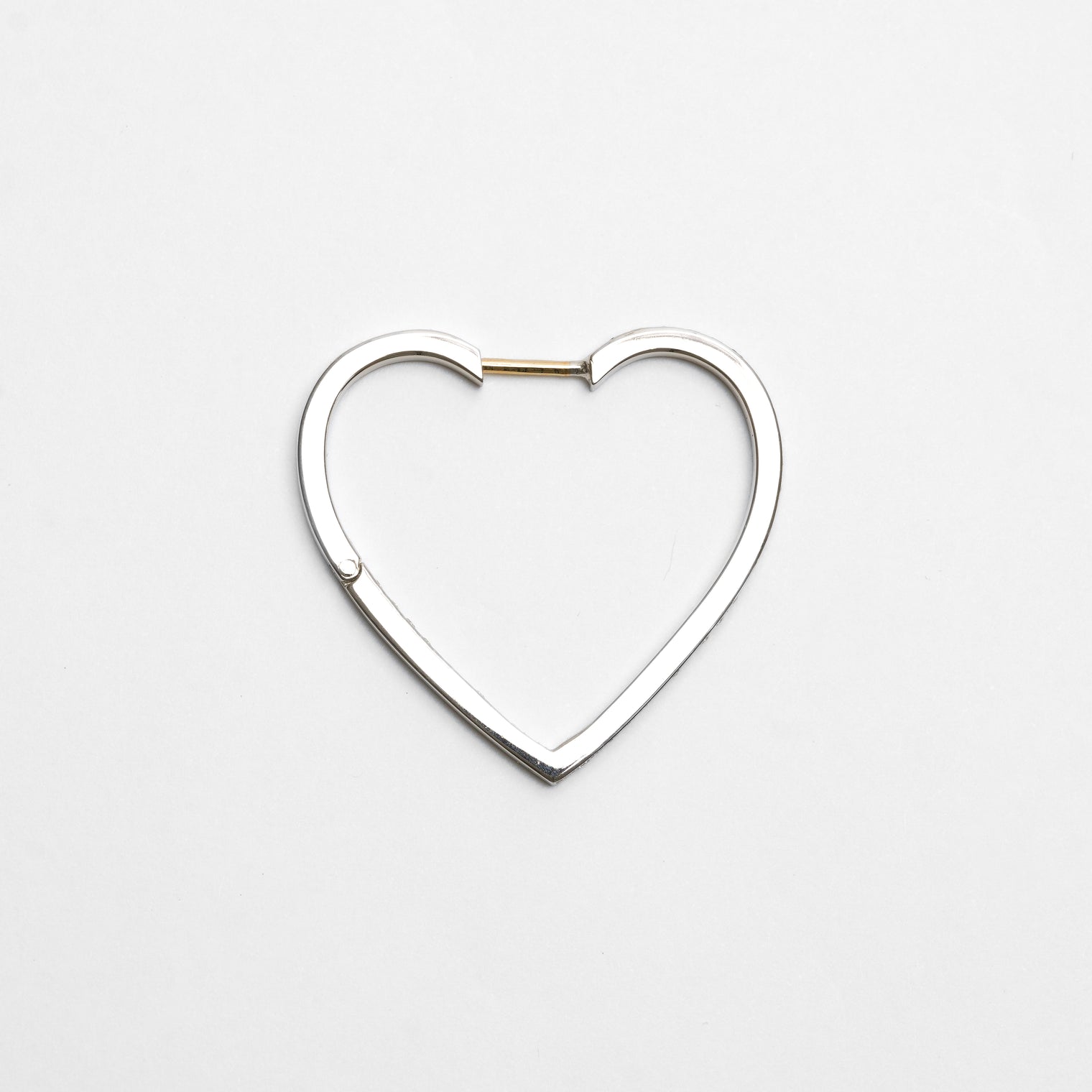 Hoop heart pierced earring (middle / silver / cubic zirconia)