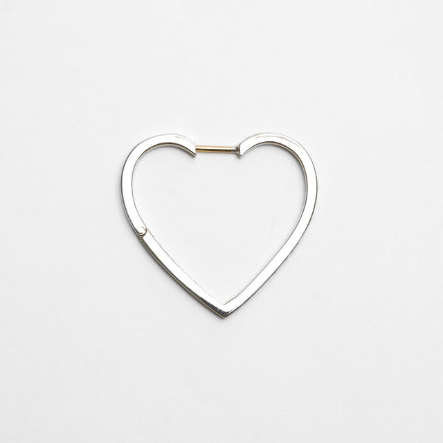 Hoop heart pierced earring (middle / silver / cubic zirconia)