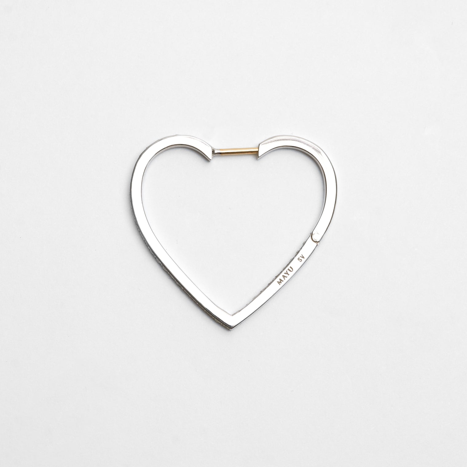 Hoop heart pierced earring (middle / silver / cubic zirconia)