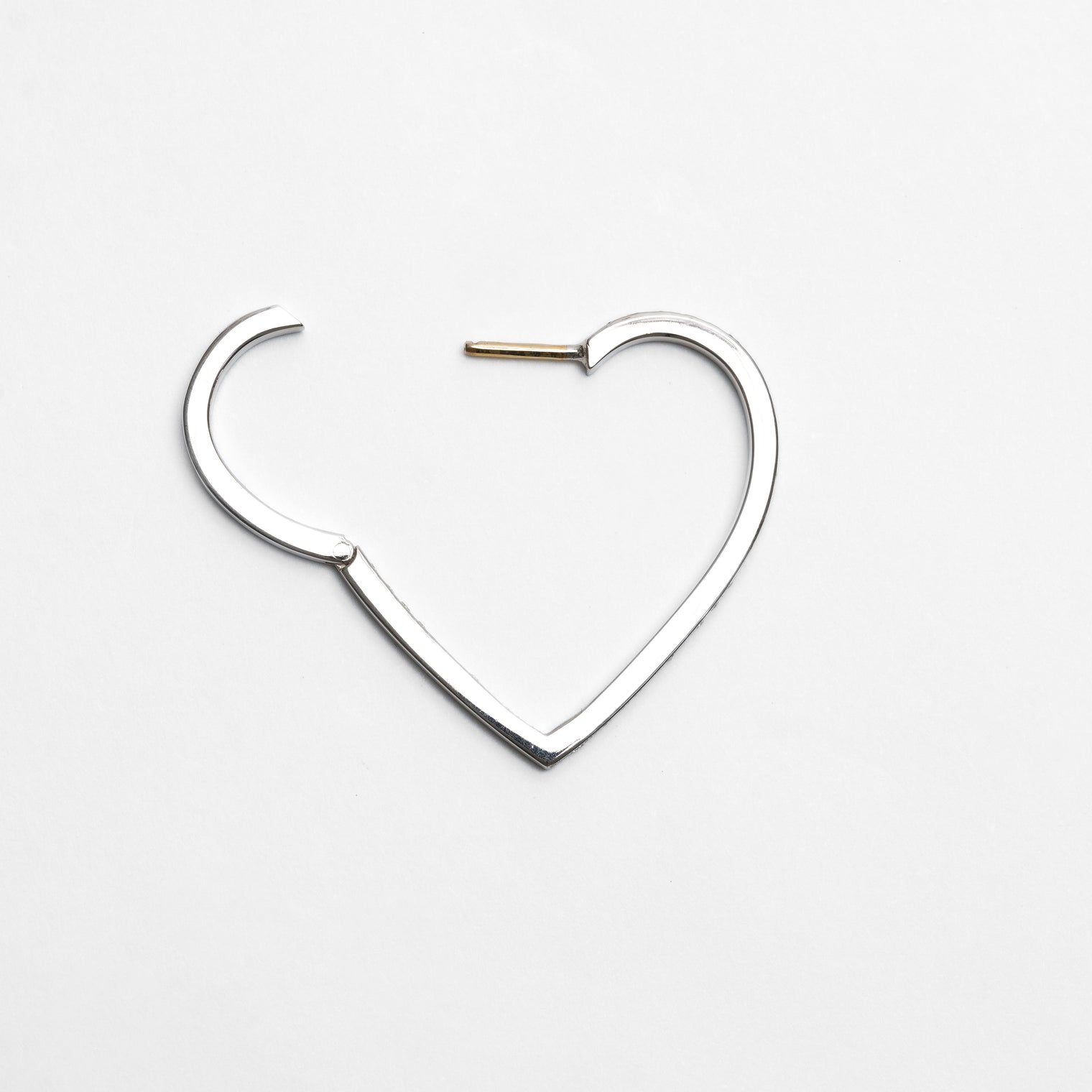 Hoop heart pierced earring (middle / silver / cubic zirconia)