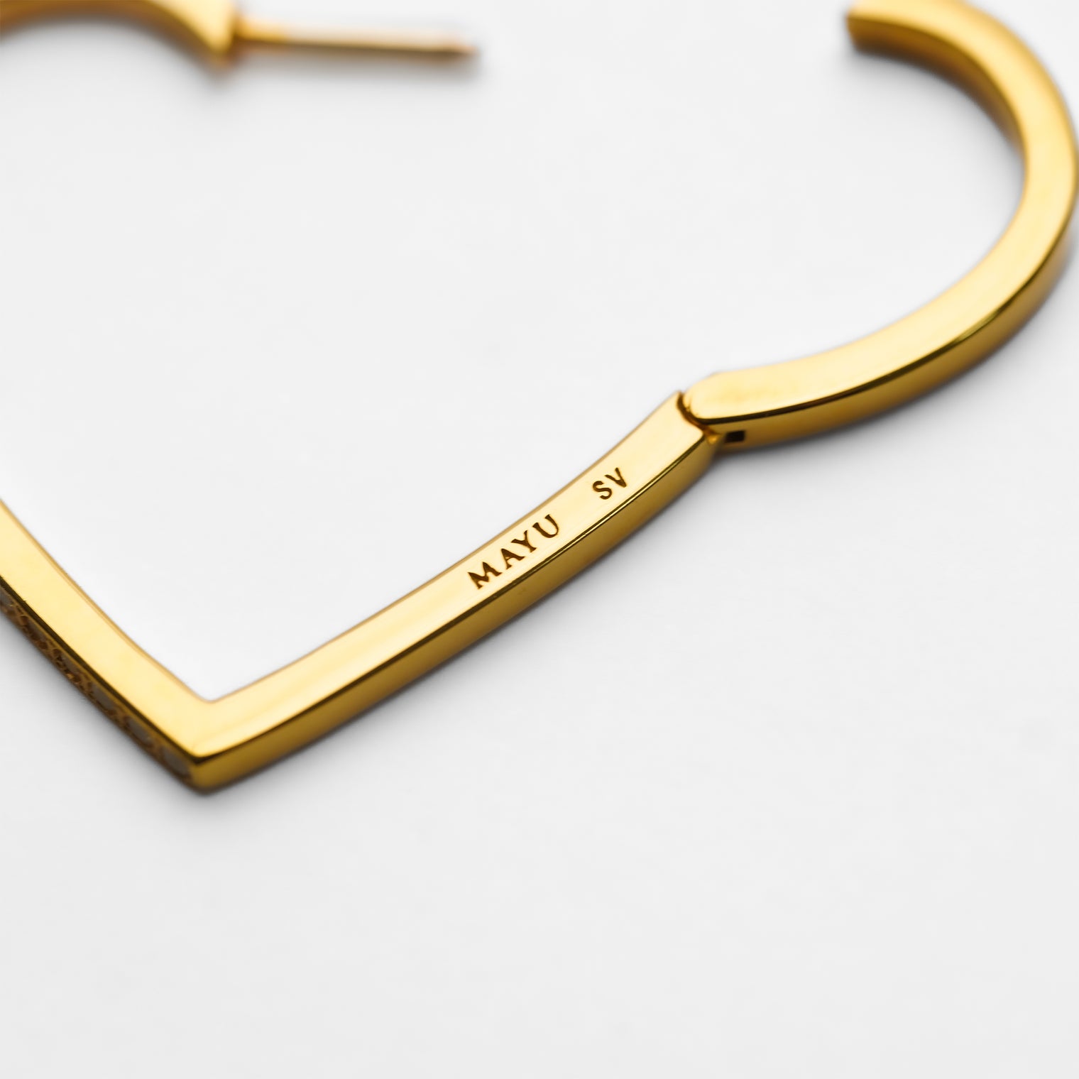 Hoop heart pierced earring (middle / gold / cubic zirconia)