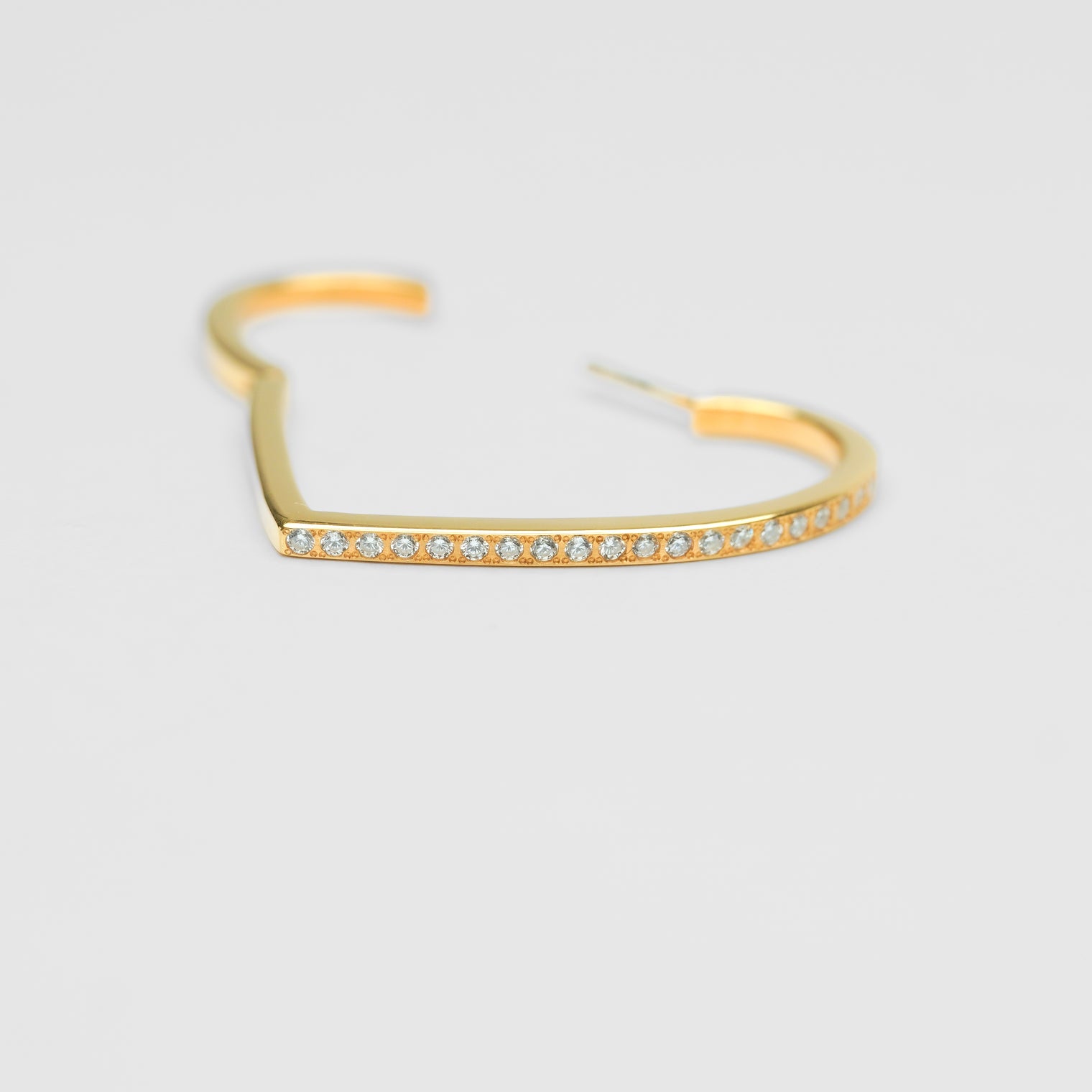 Hoop heart pierced earring (middle / gold / cubic zirconia)