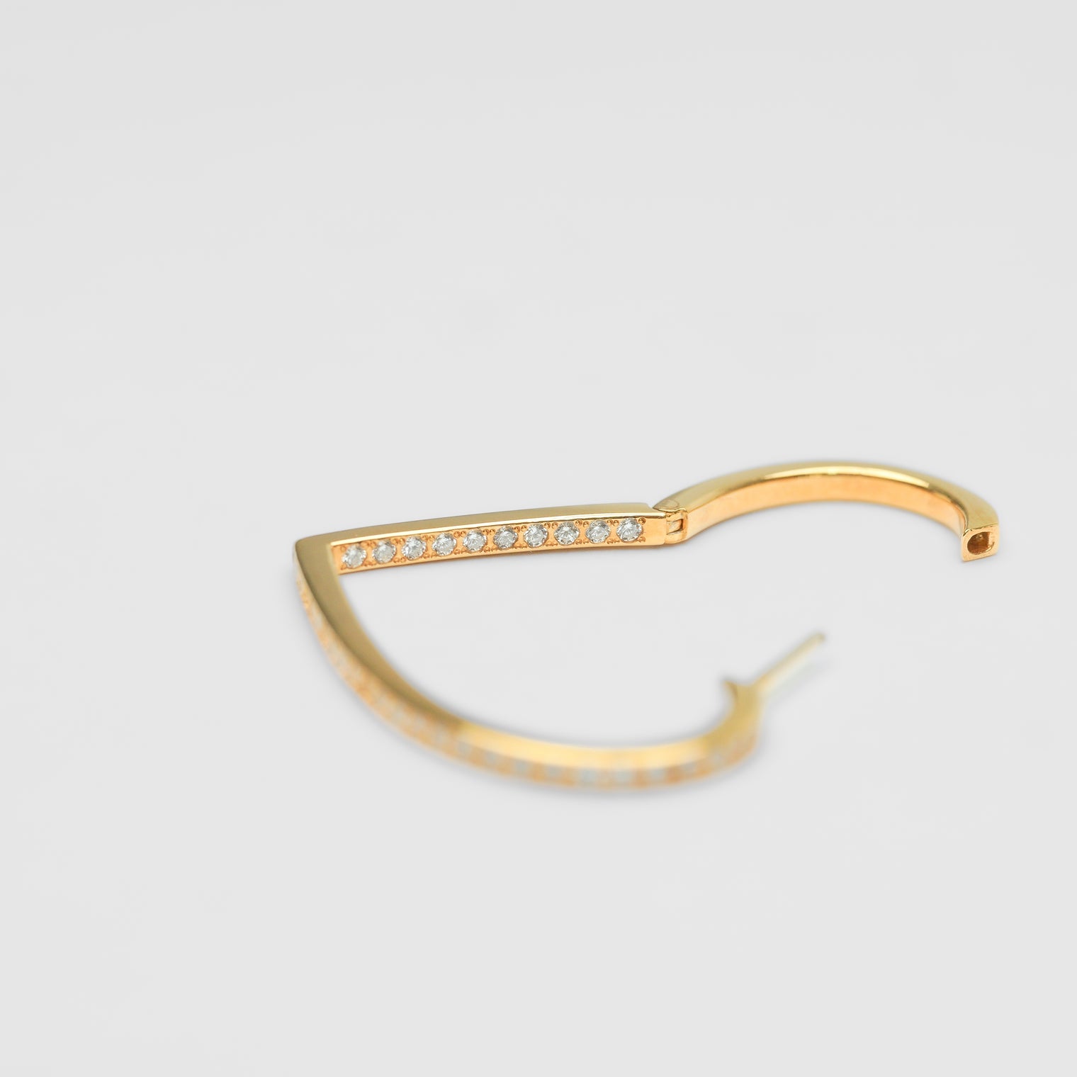 Hoop heart pierced earring (middle / gold / cubic zirconia)