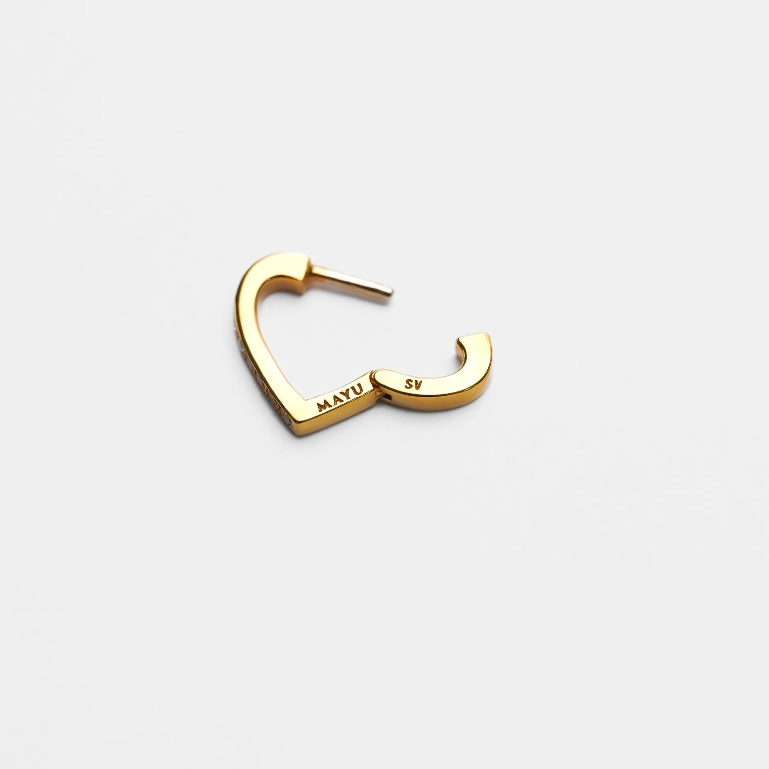 Hoop heart pierced earring (tiny / gold / cubic zirconia)