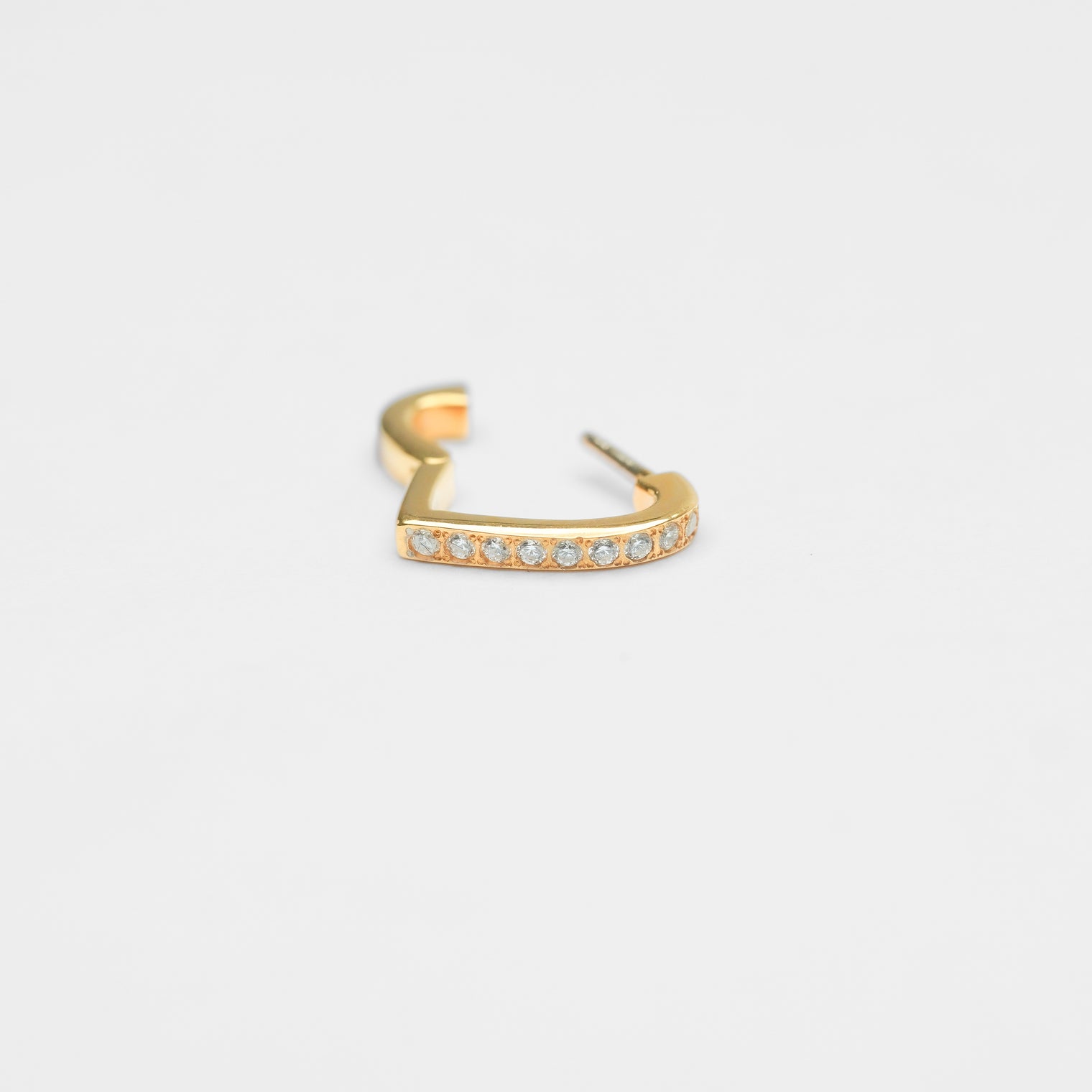 Hoop heart pierced earring (tiny / gold / cubic zirconia)