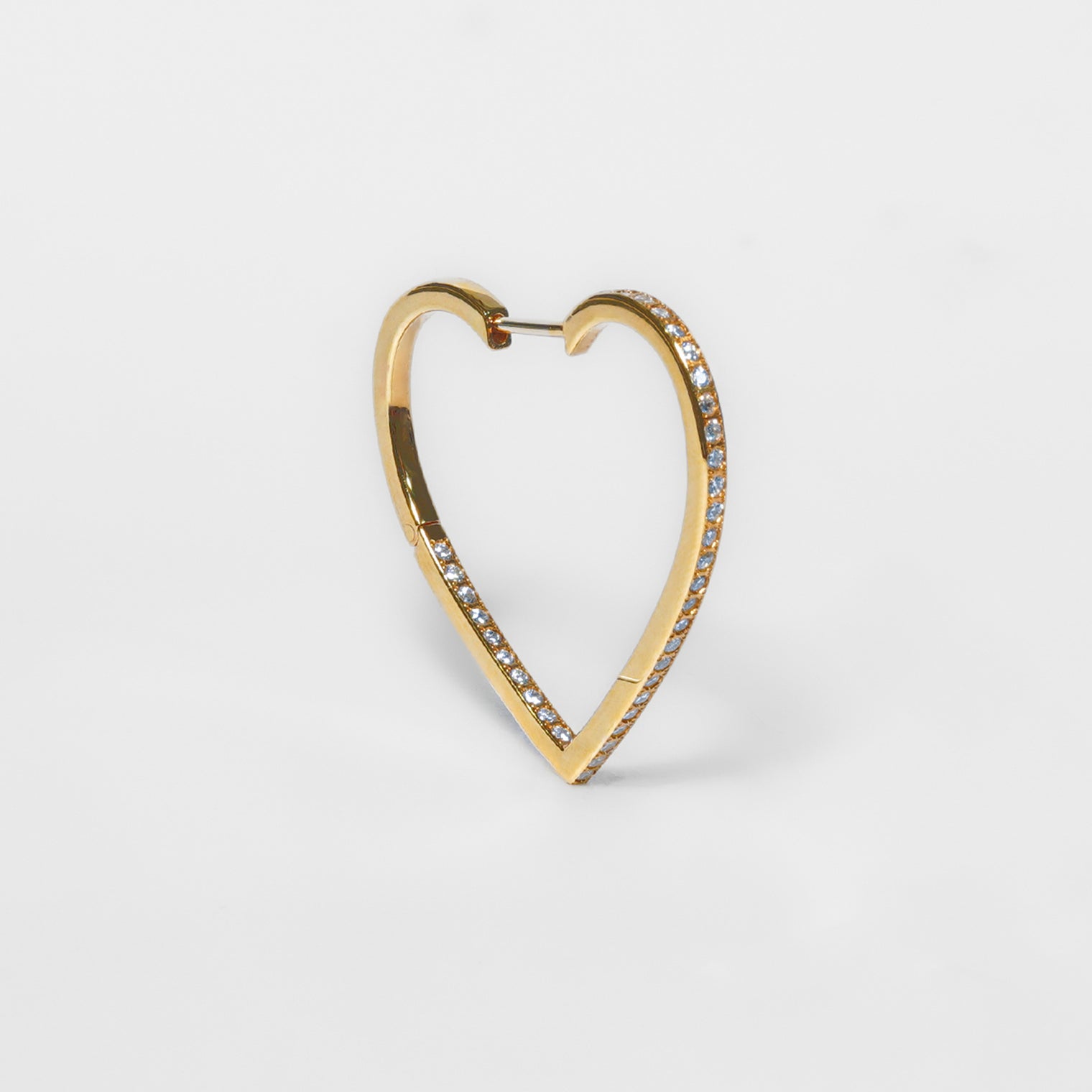Hoop heart pierced earring (middle / gold / cubic zirconia)