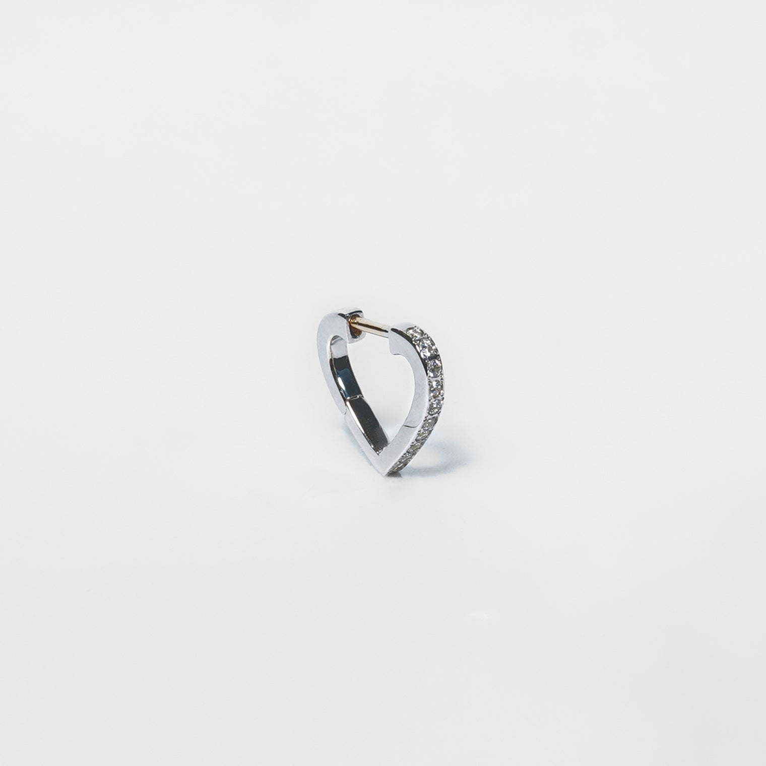 Hoop heart pierced earring (tiny / silver / cubic zirconia)