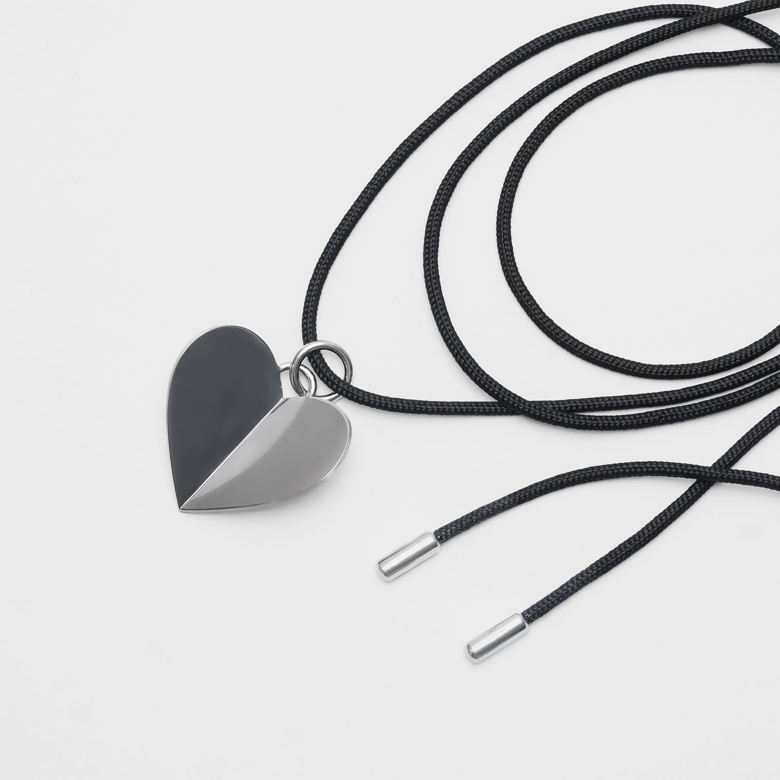 Cord necklace & Big heart charm(silver)