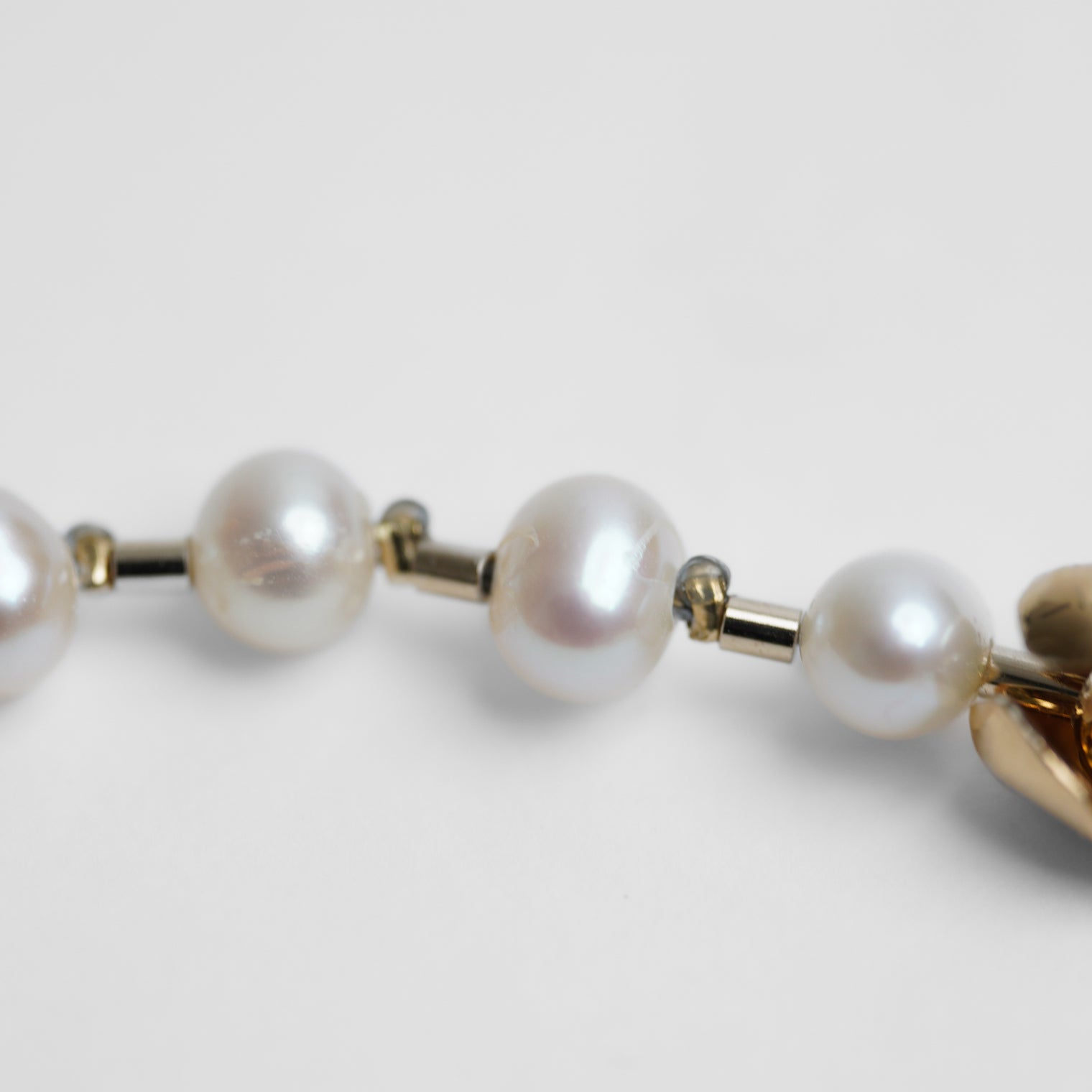 【an-other】 freshwater pearl ball chain necklace (gold)