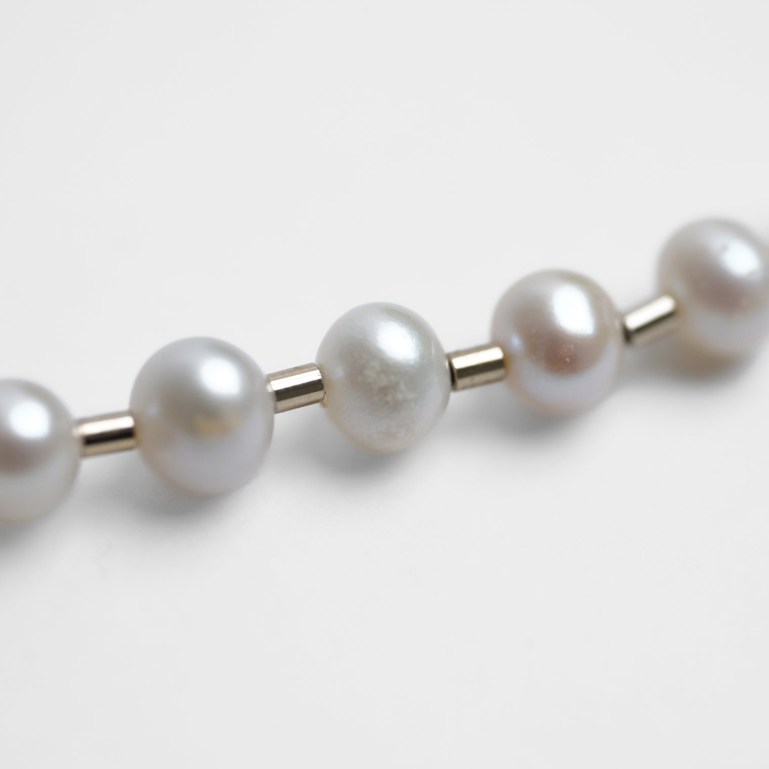 【an-other】 freshwater pearl ball chain necklace (gold)