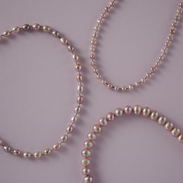 LIMITED COLLECTION【Freshwater pearl Ball chain necklace (Potet/Pink)】