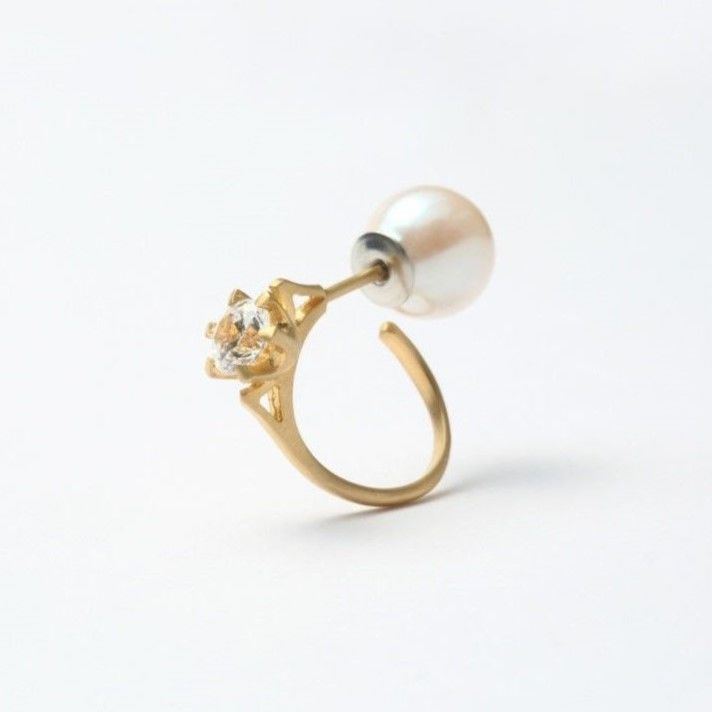 ring motif pierce (cubic zirconia / cubic / gold)