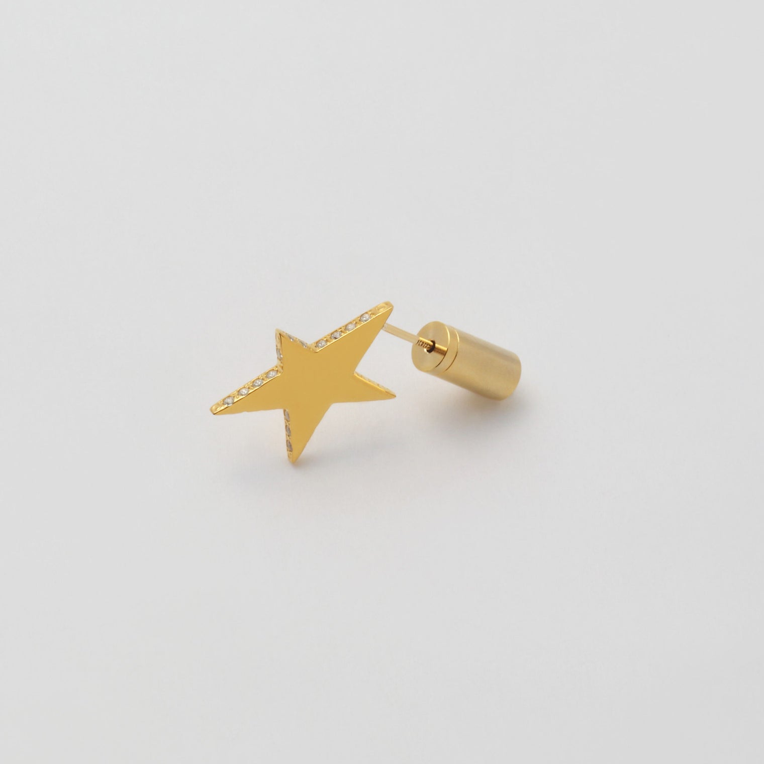 Tiny star line stone pierce (gold / cubic zirconia / shine gold tube clasp)