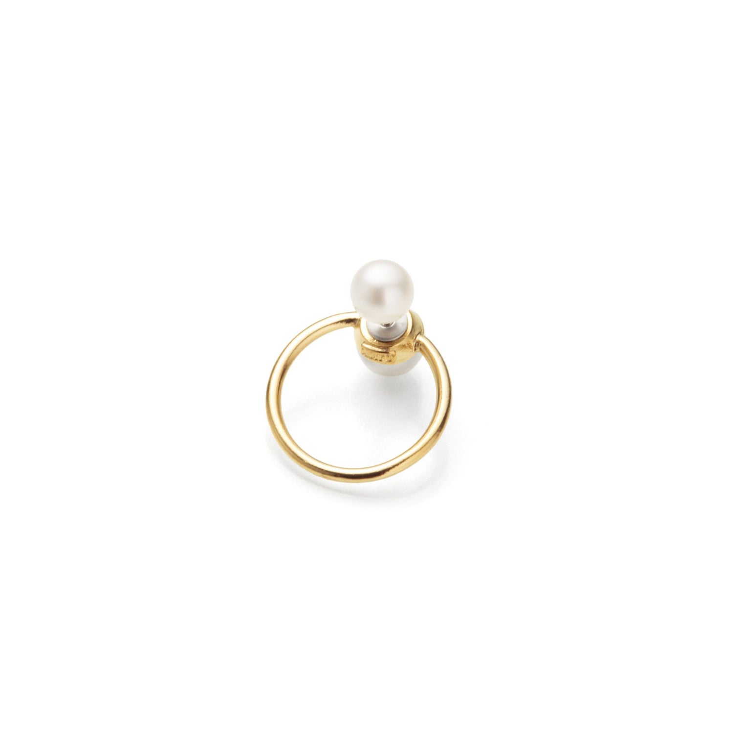 hoop catch pierce (pearl / 24mm hoop / gold)