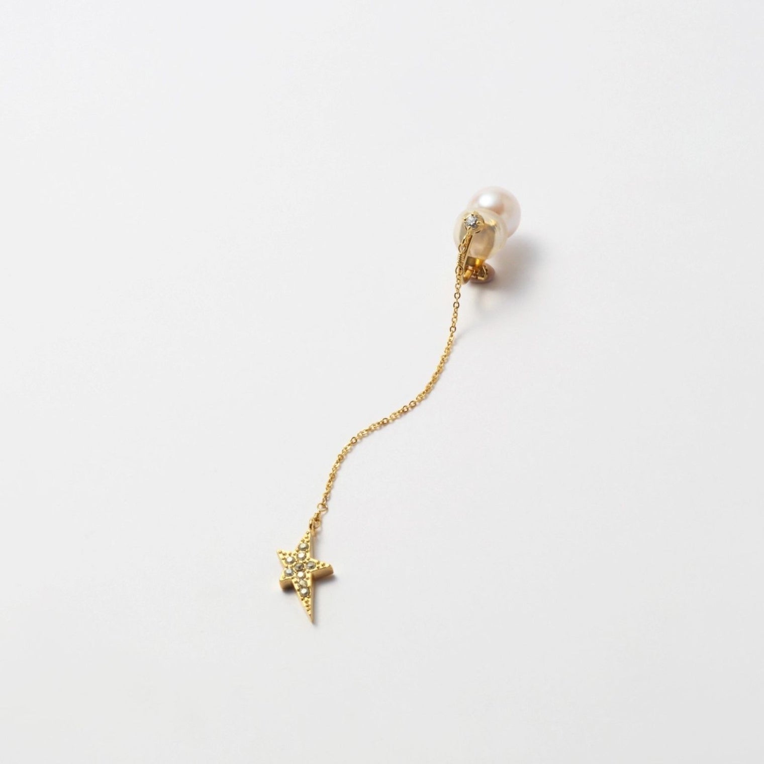 star long chain earring(1cubiczirconia/crystal glass/9mm pearl)