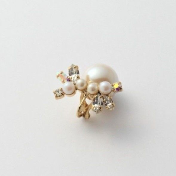 bijoux earring (pearl×crystal glass / large)