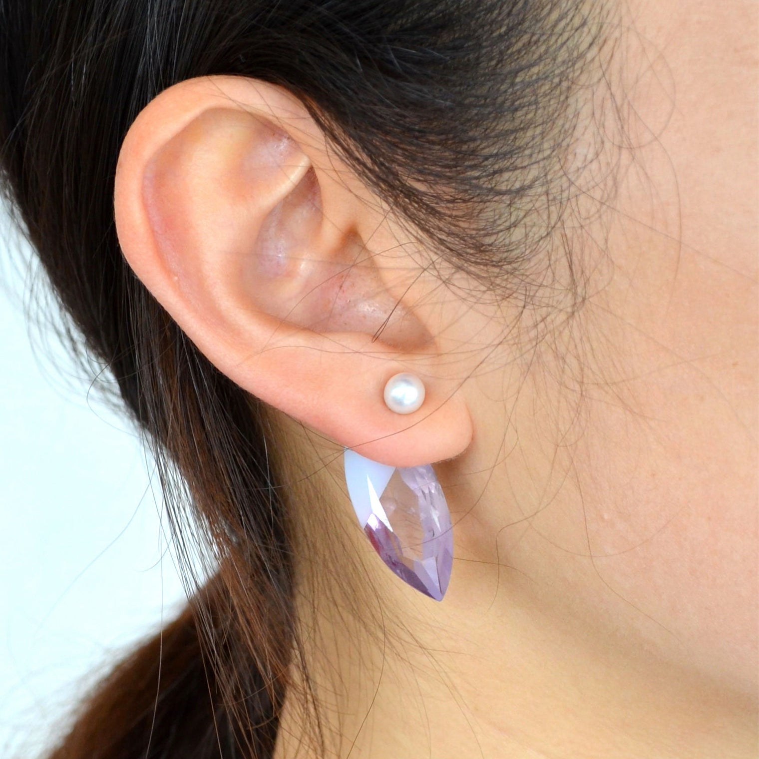 semi precious stone pierce (marquise / purple)