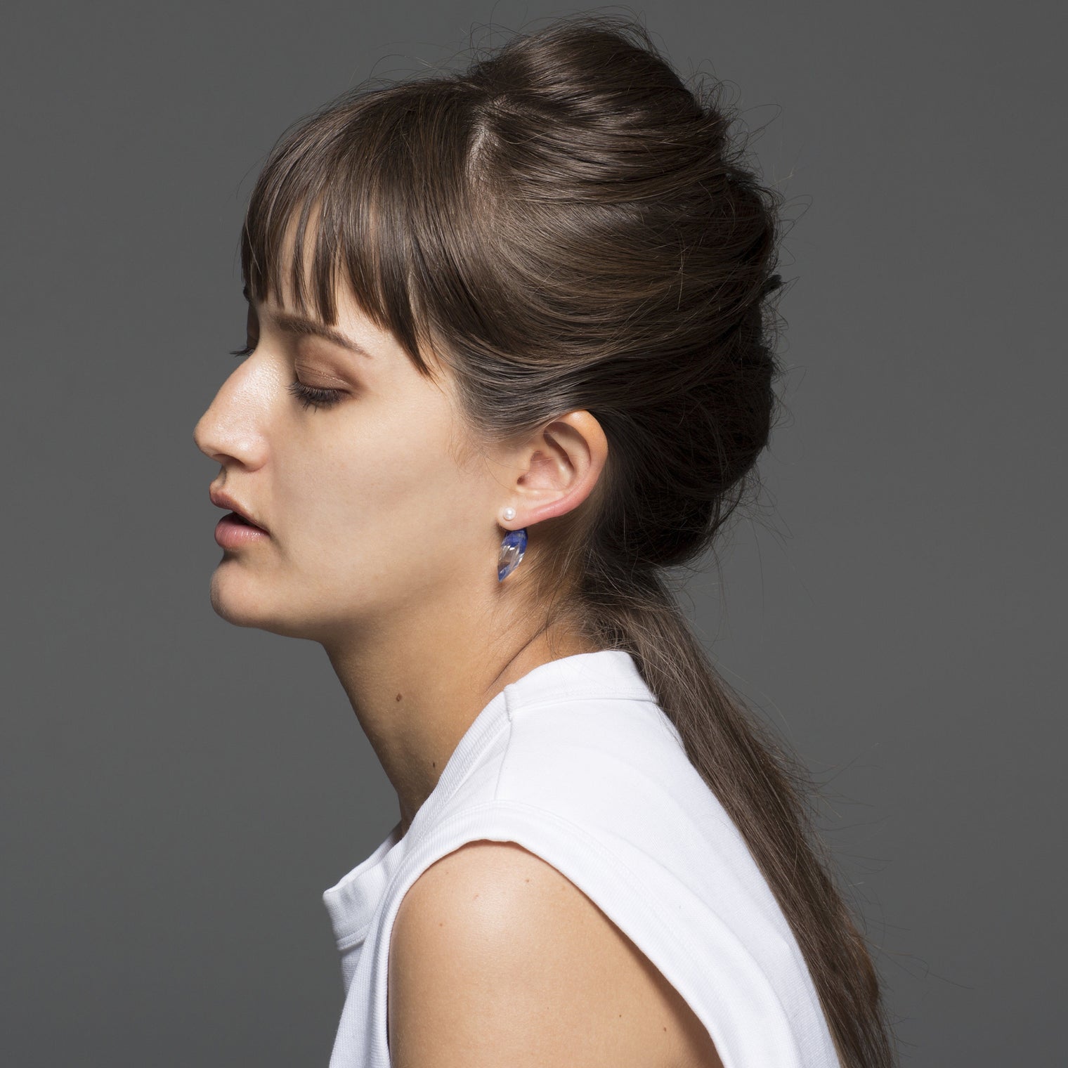 semi precious stone pierce (marquise / blue)