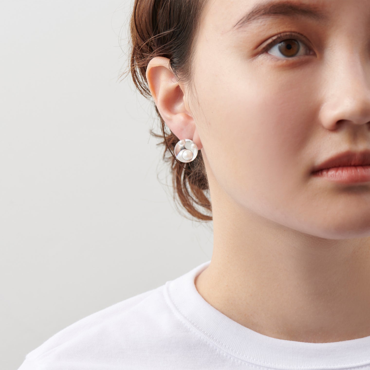 inclusion pierce (4 pieces pearls /white)