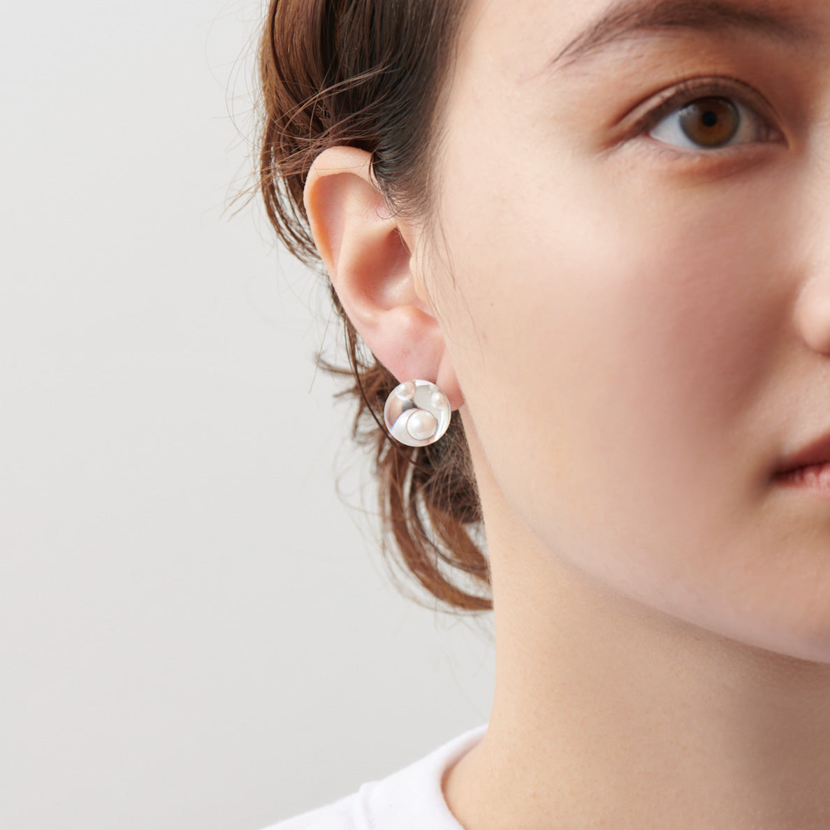 inclusion pierce (4 pieces pearls /white)