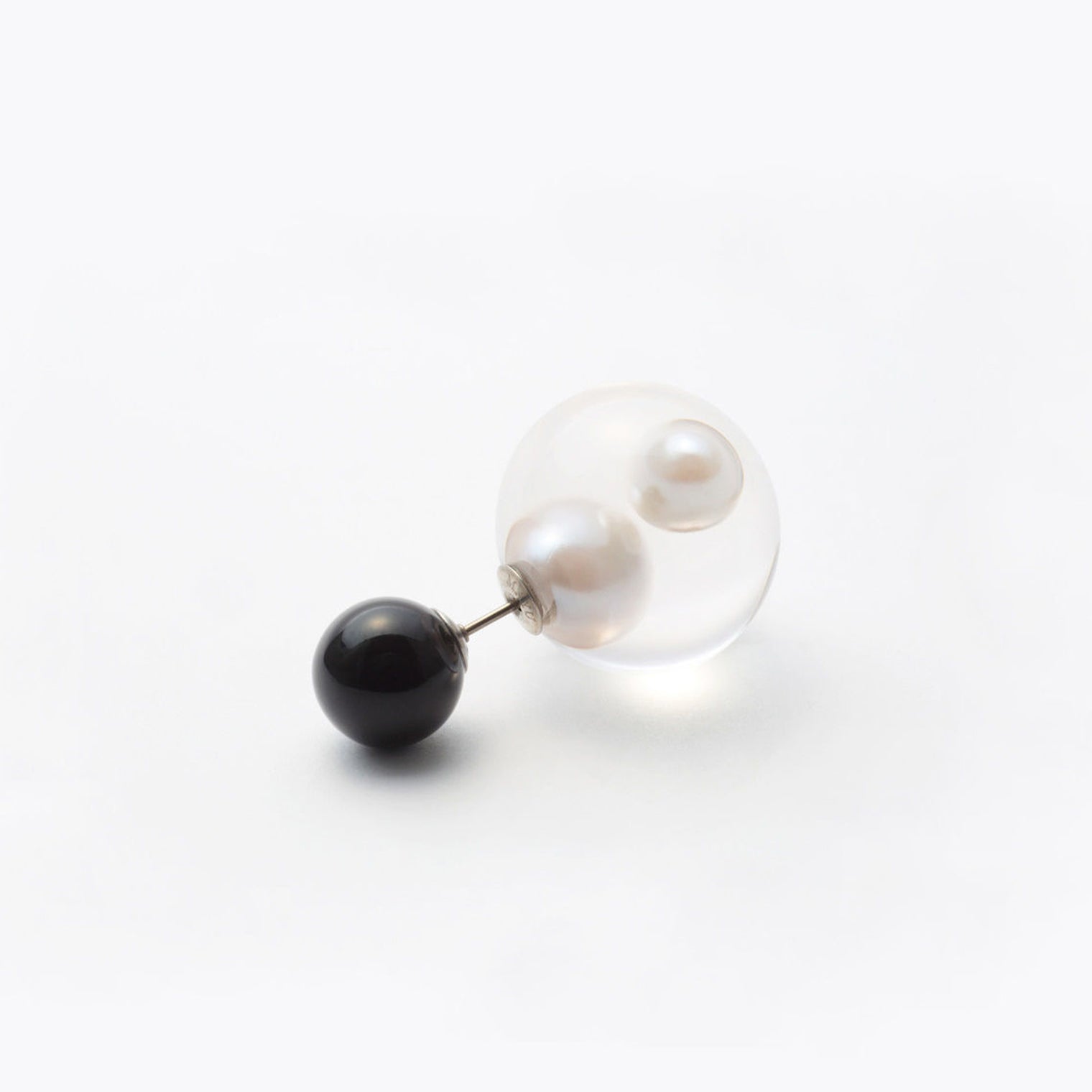 inclusion pierce (2 pieces pearls / large / black)